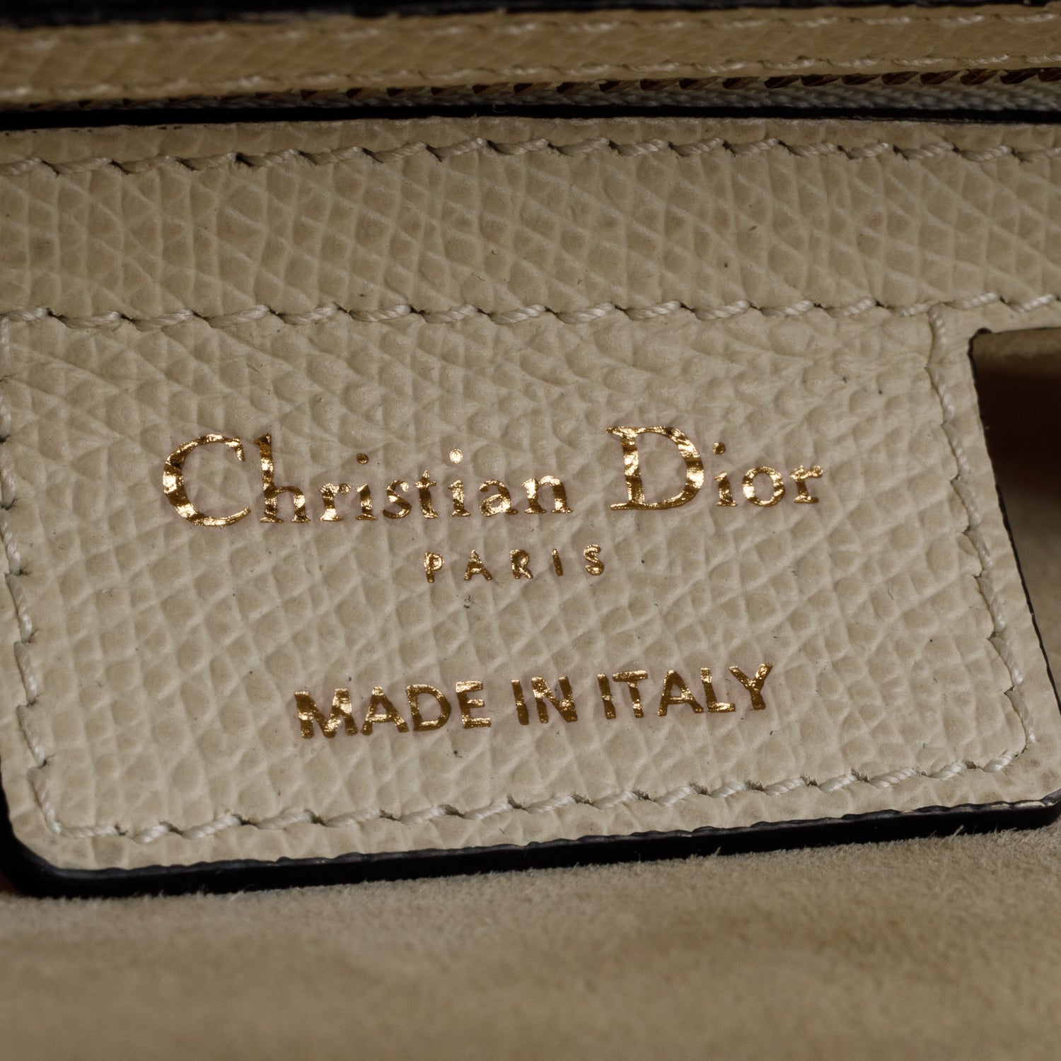 Christian Dior White Grained Calfskin Leather Medium Saddle Bag