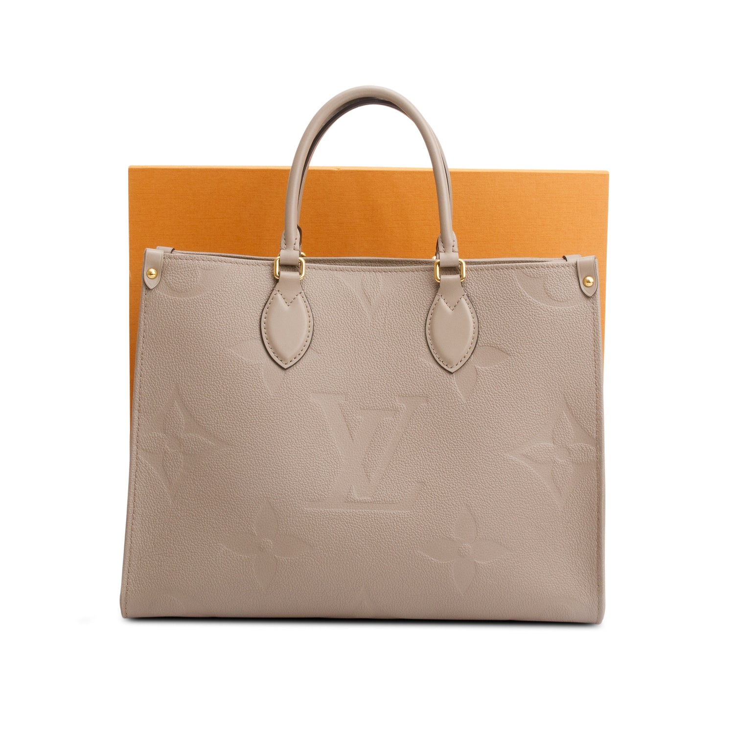 Louis Vuitton Turtledove Monogram Empreinte Giant OnTheGo MM w/ Box & Receipt