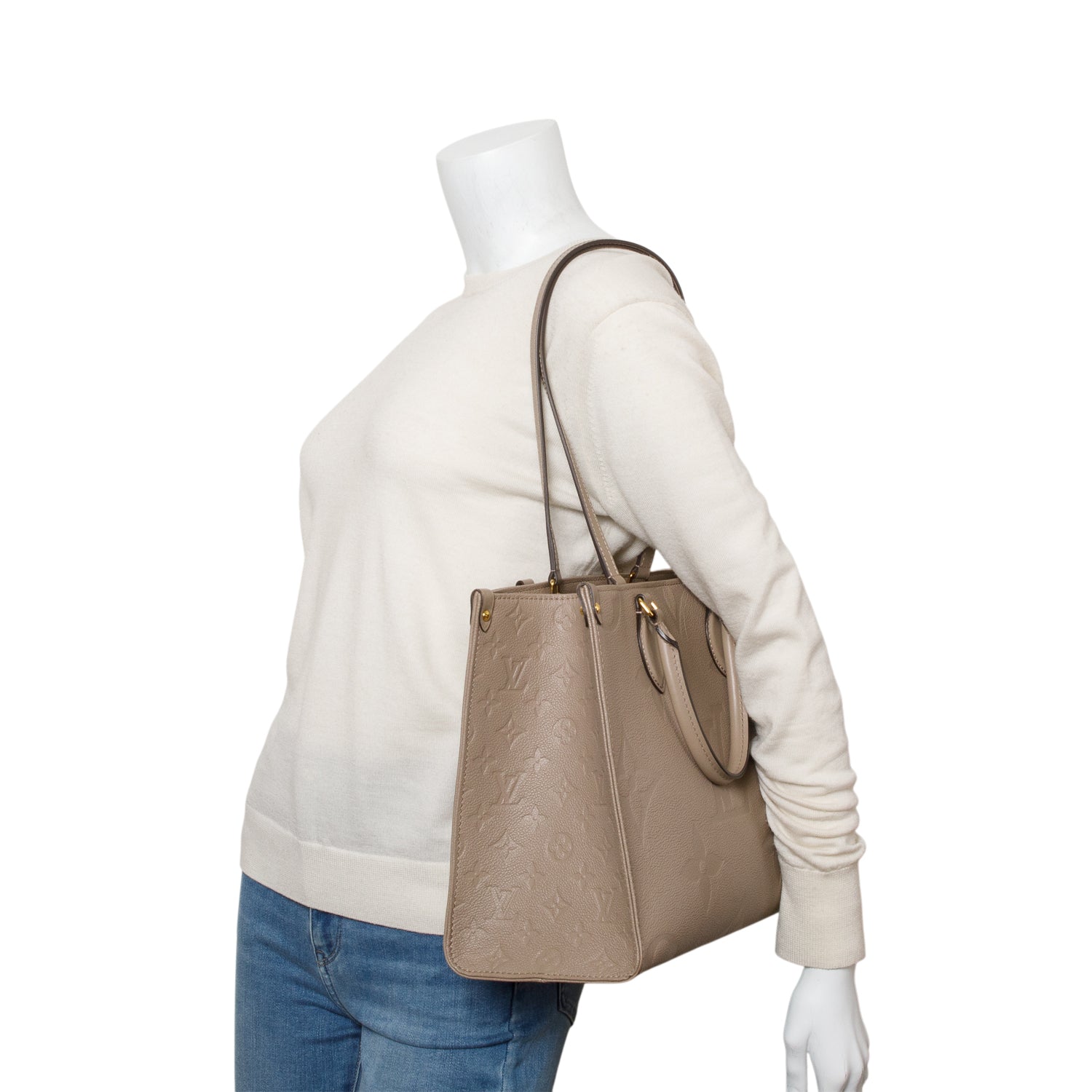 Louis Vuitton Turtledove Monogram Empreinte Giant OnTheGo MM w/ Box & Receipt
