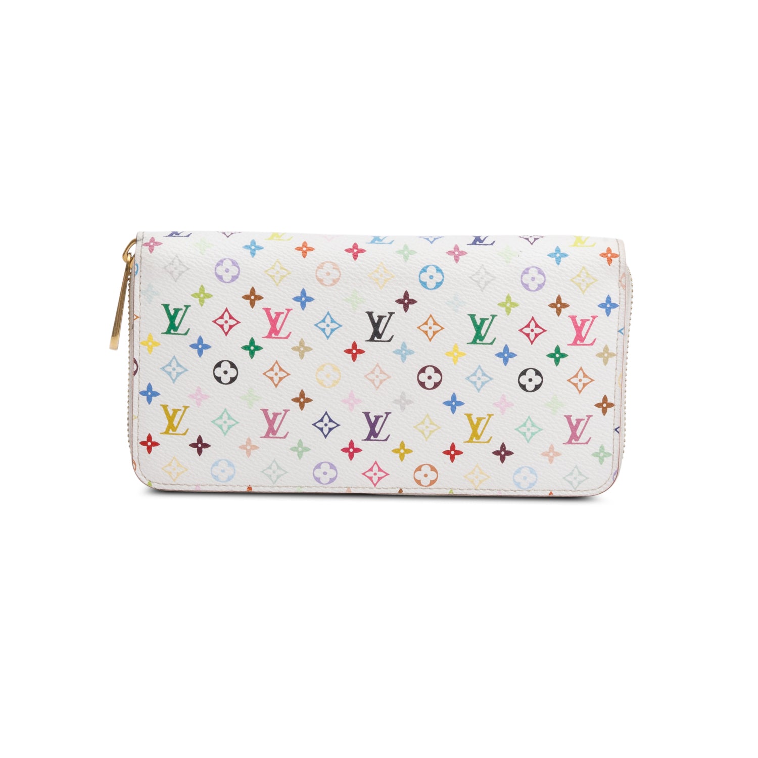 Louis Vuitton White Multicolore Monogram Zippy Wallet w/ Box