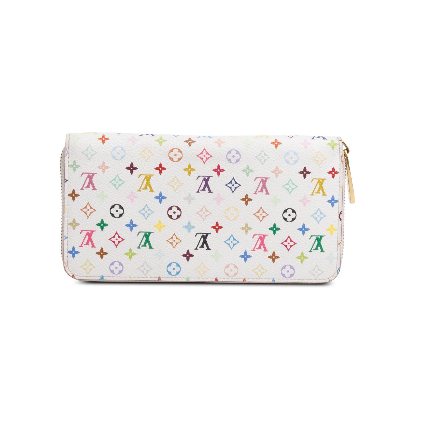 Louis Vuitton White Multicolore Monogram Zippy Wallet w/ Box