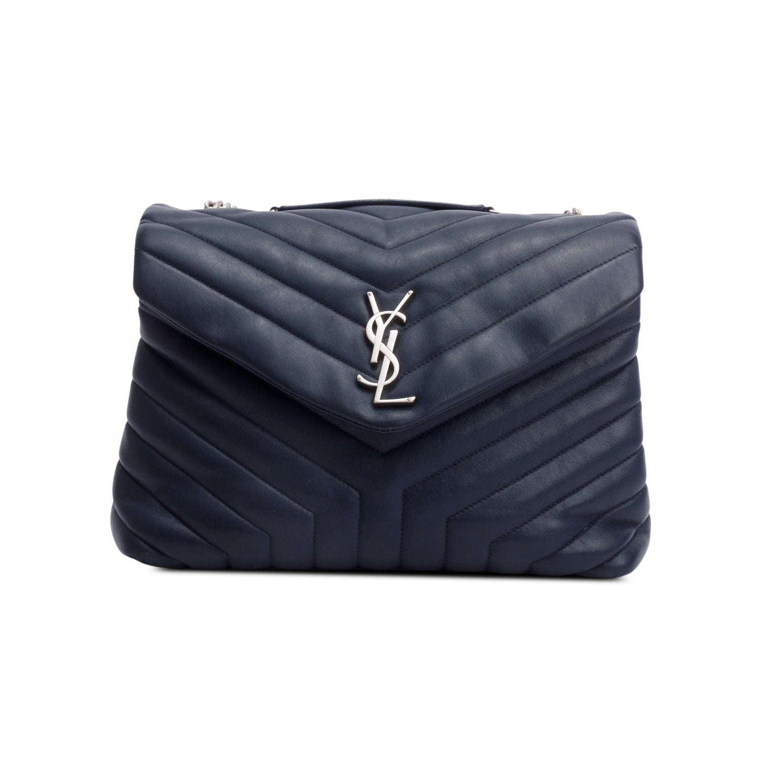 Saint Laurent Navy Quilted Leather Medium Loulou Monogram Shoulder Bag