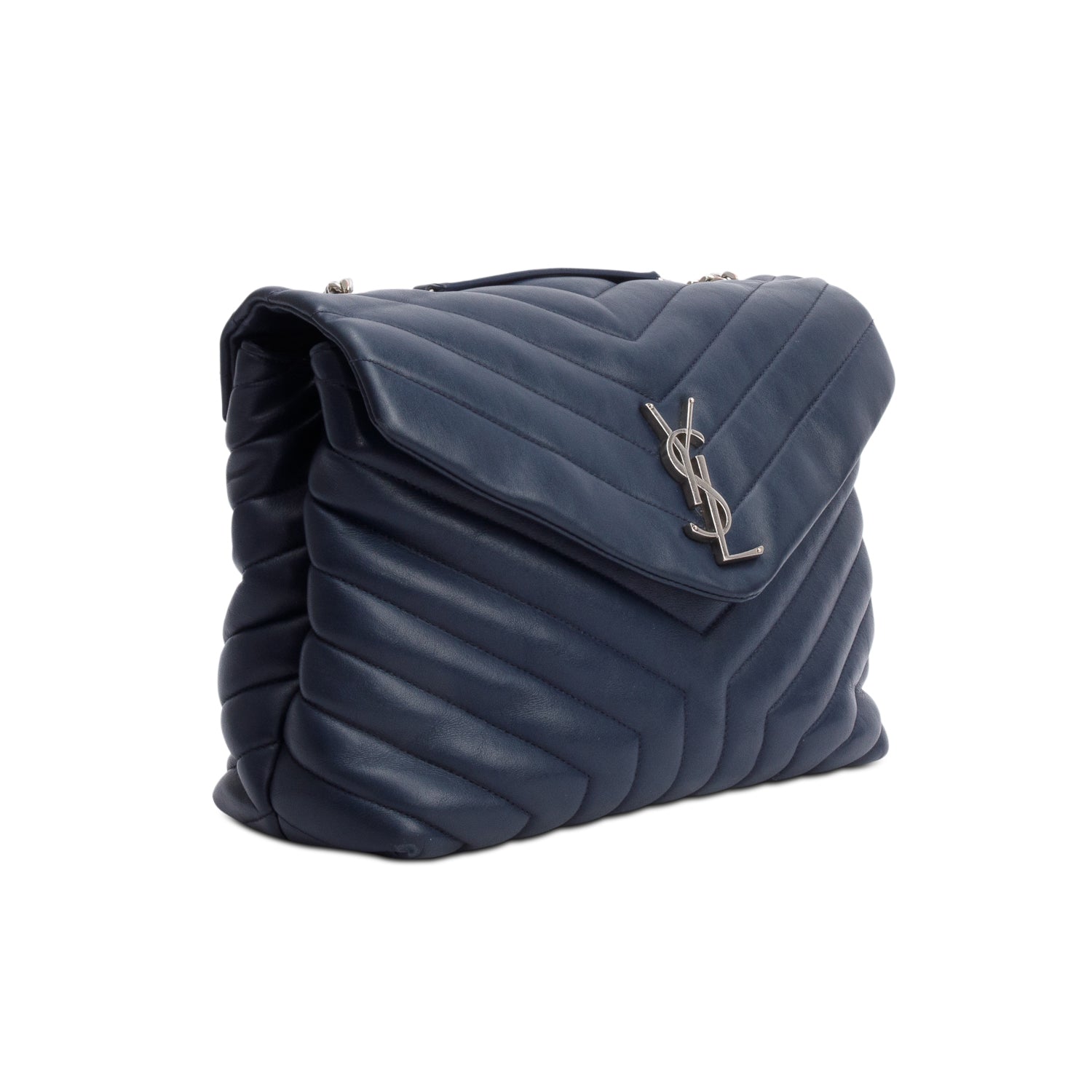 Saint Laurent Navy Quilted Leather Medium Loulou Monogram Shoulder Bag