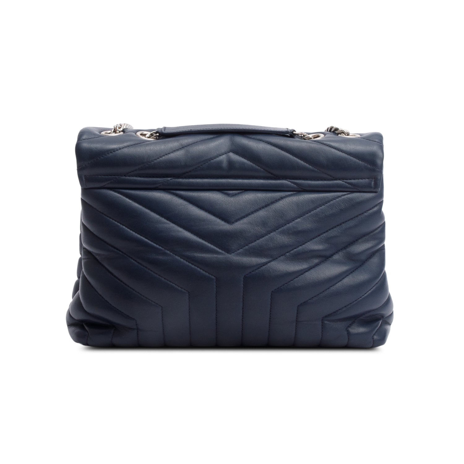 Saint Laurent Navy Quilted Leather Medium Loulou Monogram Shoulder Bag