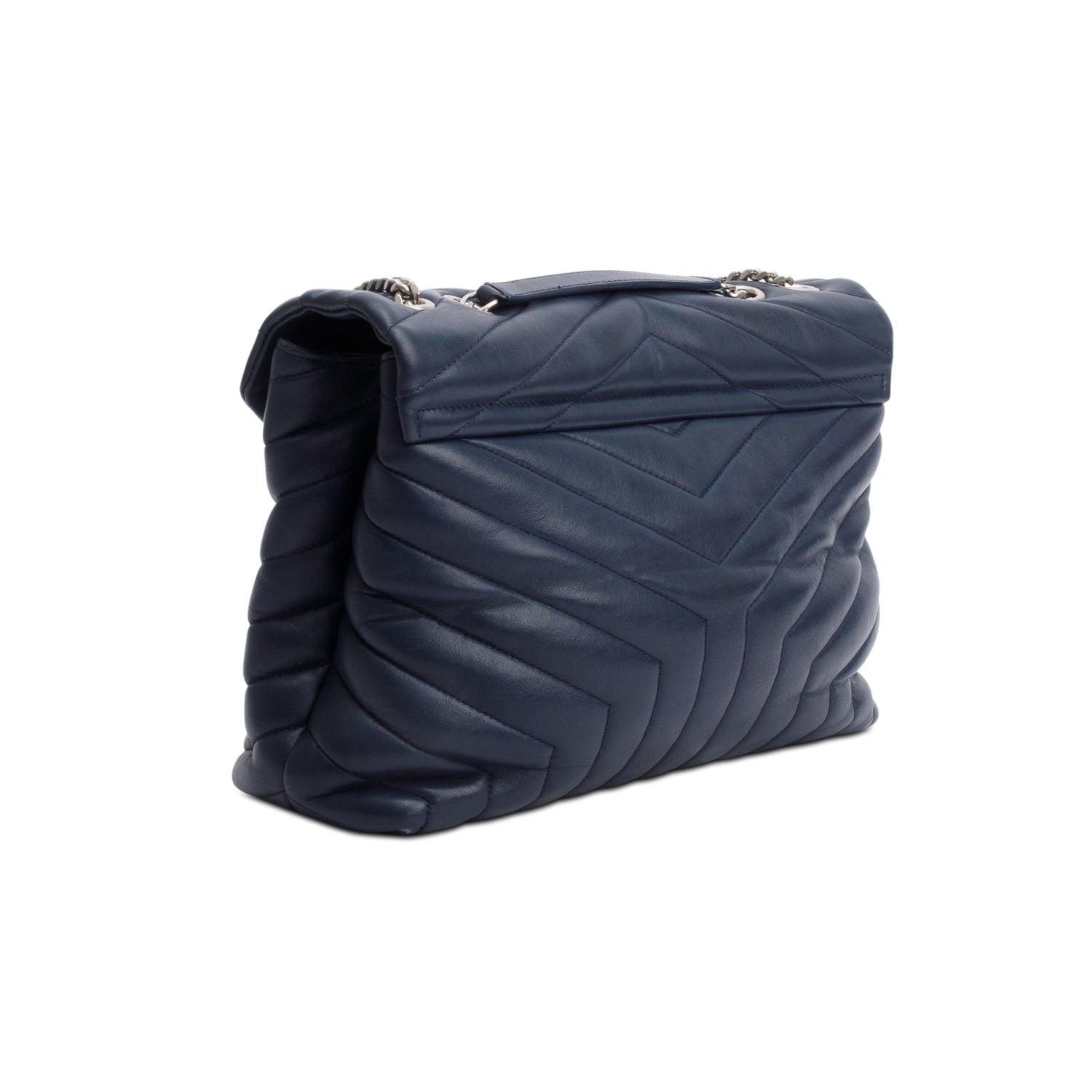 Saint Laurent Navy Quilted Leather Medium Loulou Monogram Shoulder Bag