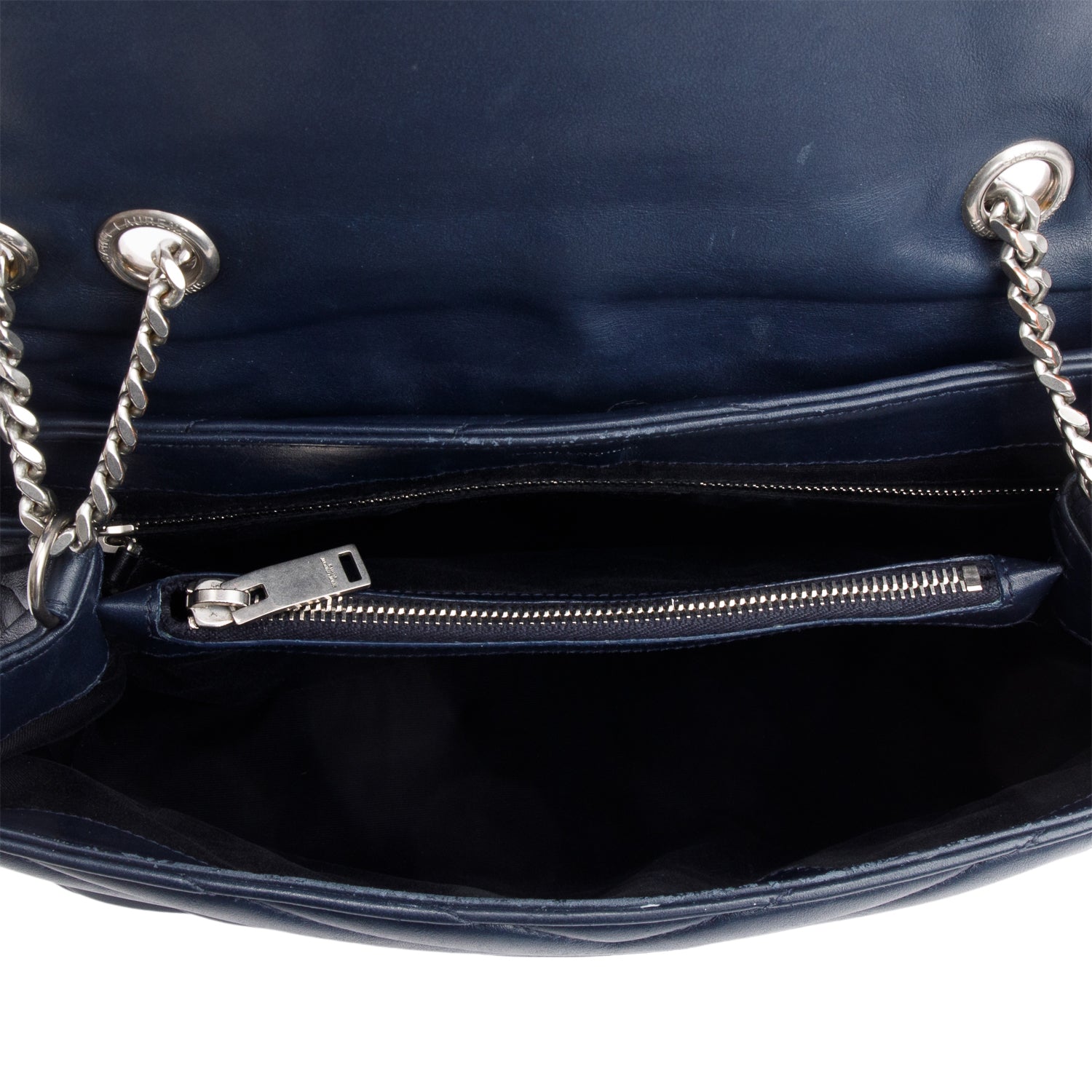 Saint Laurent Navy Quilted Leather Medium Loulou Monogram Shoulder Bag