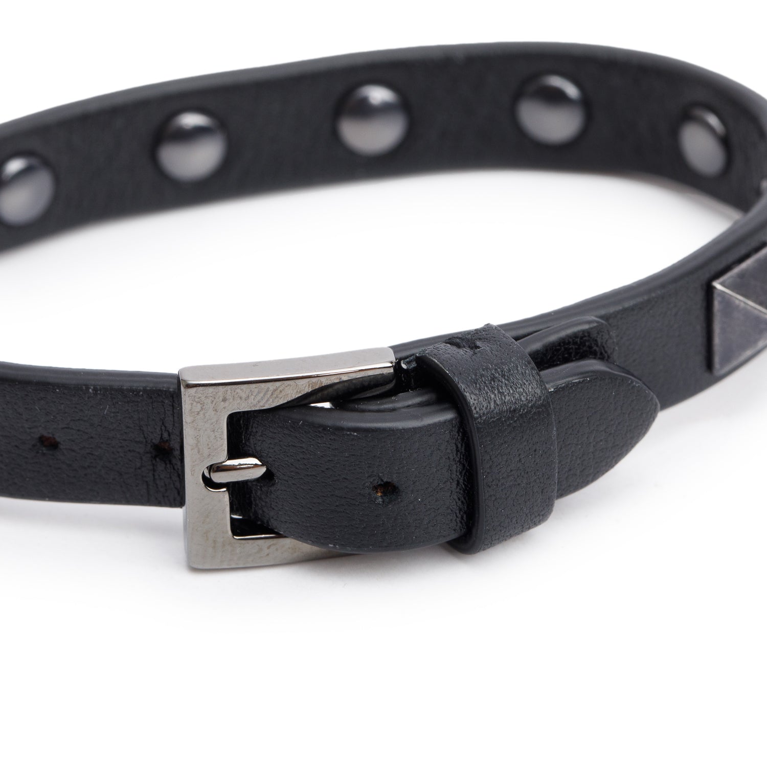Valentino Ruthenium Black Leather Rockstud Wrap Bracelet w/ Box