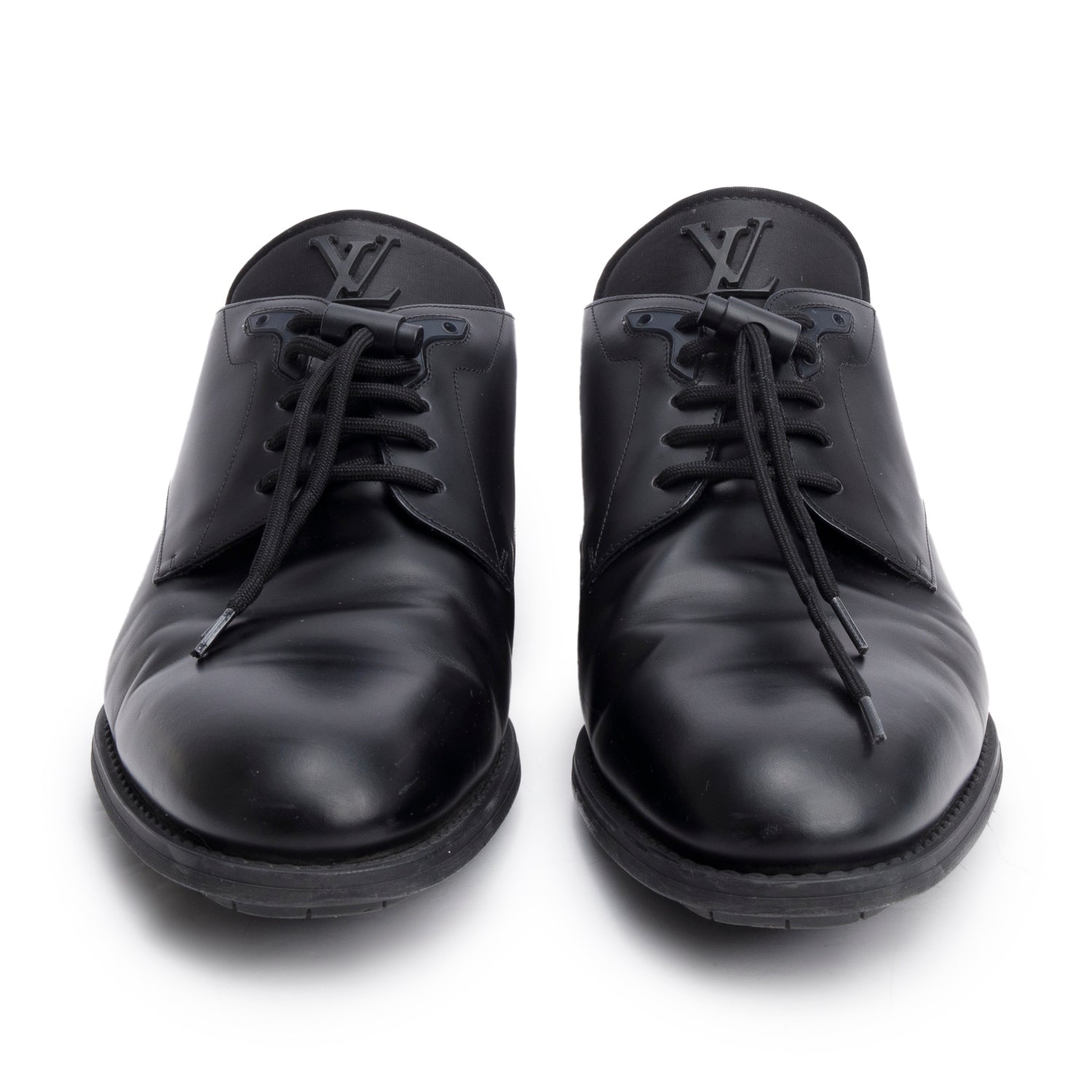 Louis Vuitton 2024 Black Leather LV Flex Derby Shoes, Men's Size 10.5