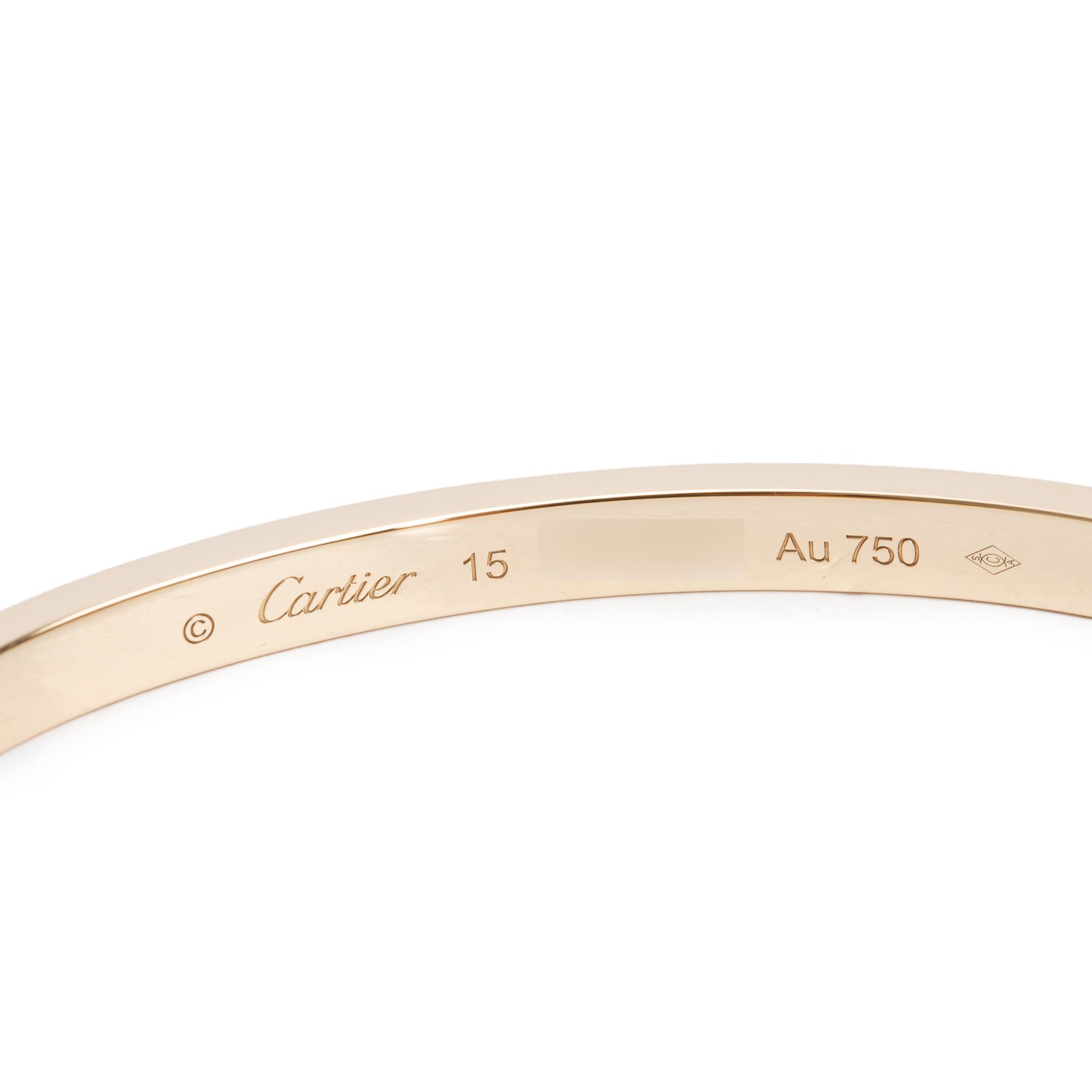 Cartier 18k Yellow Gold 3.65 MM Love Bracelet, Small Model, Size 15 w/ Receipt & Certificate