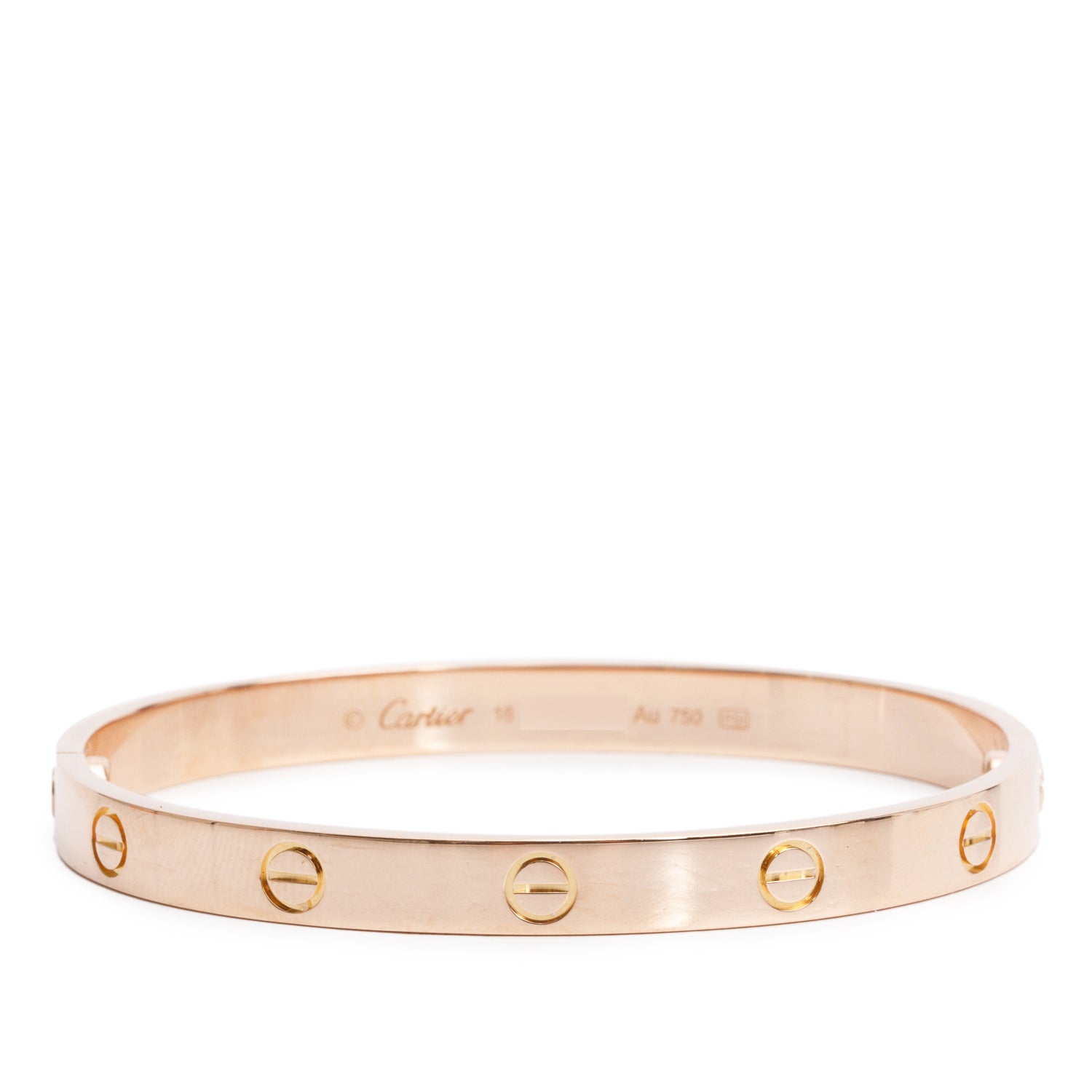 Cartier 18k Rose Gold Love Bracelet, Classic Model, Size 18