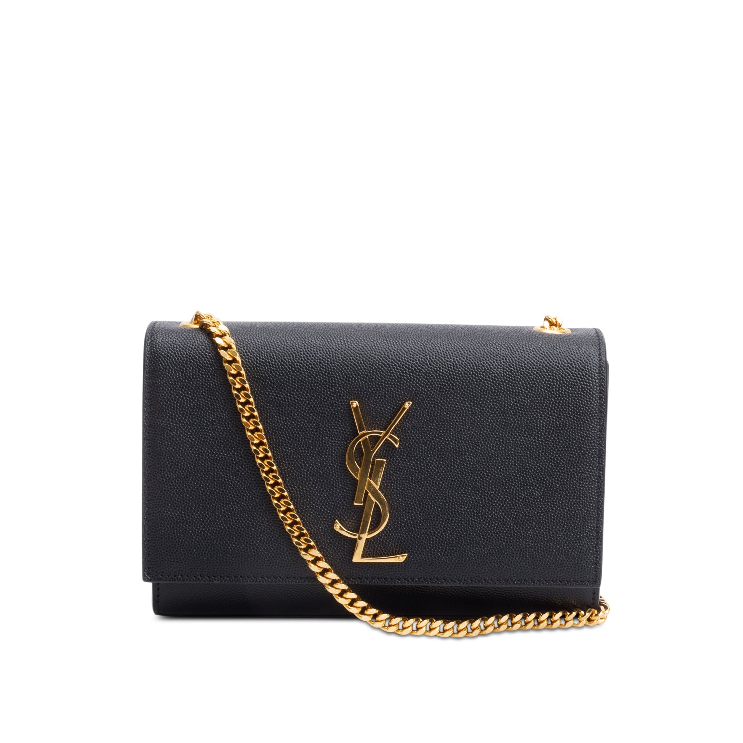 Saint Laurent 2022 Black Grain De Poudre Leather Small Monogram Kate Bag w/ Box