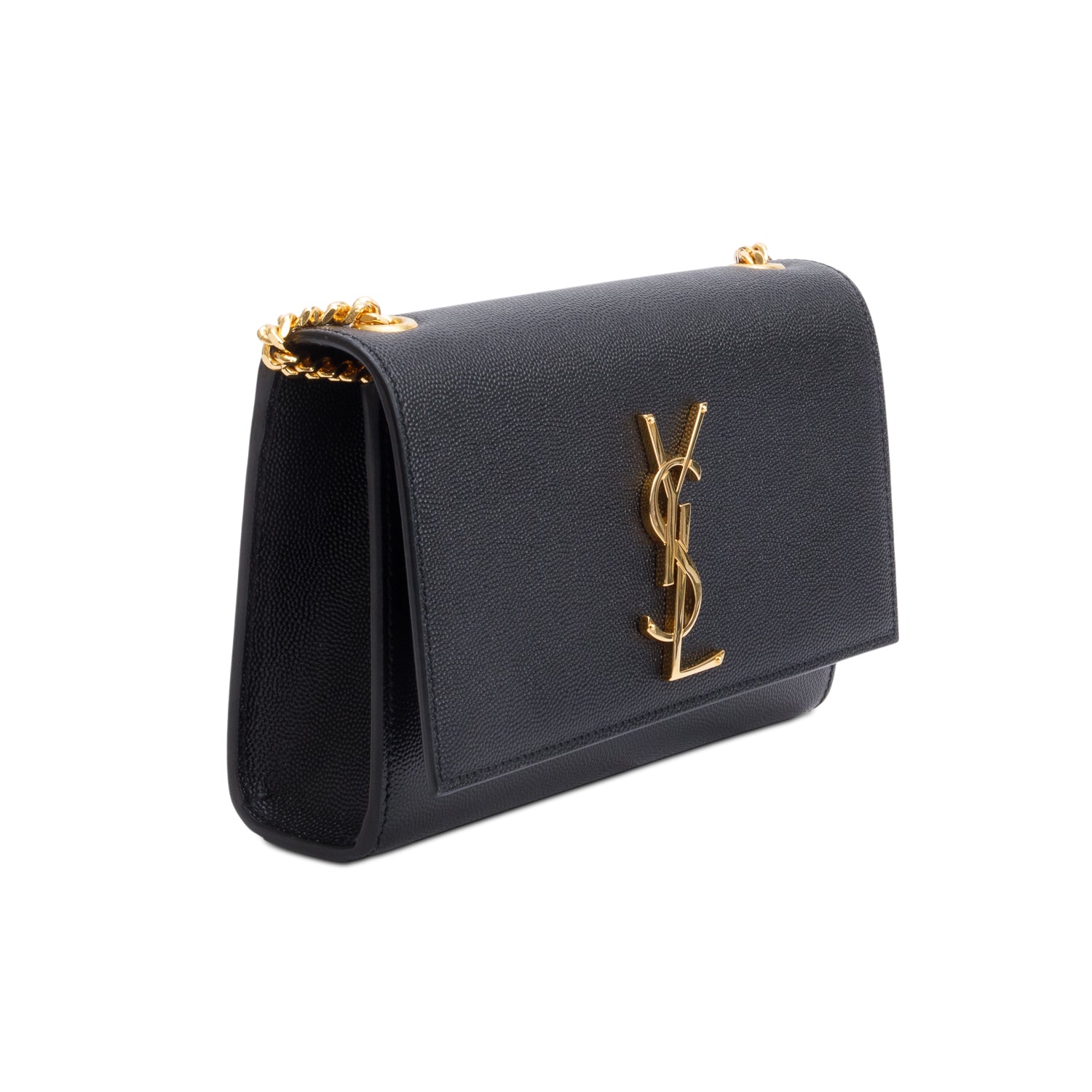 Saint Laurent 2022 Black Grain De Poudre Leather Small Monogram Kate Bag w/ Box