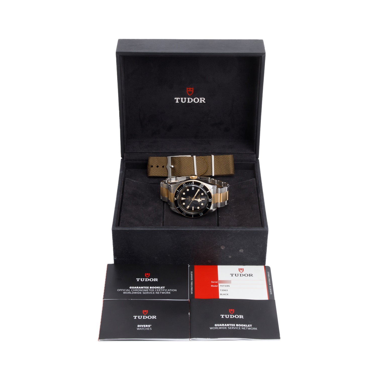 Tudor Stainless Steel & 18k Yellow Gold Black Bay 41 MM Automatic Watch Black Dial 79733N w/ Box & Papers