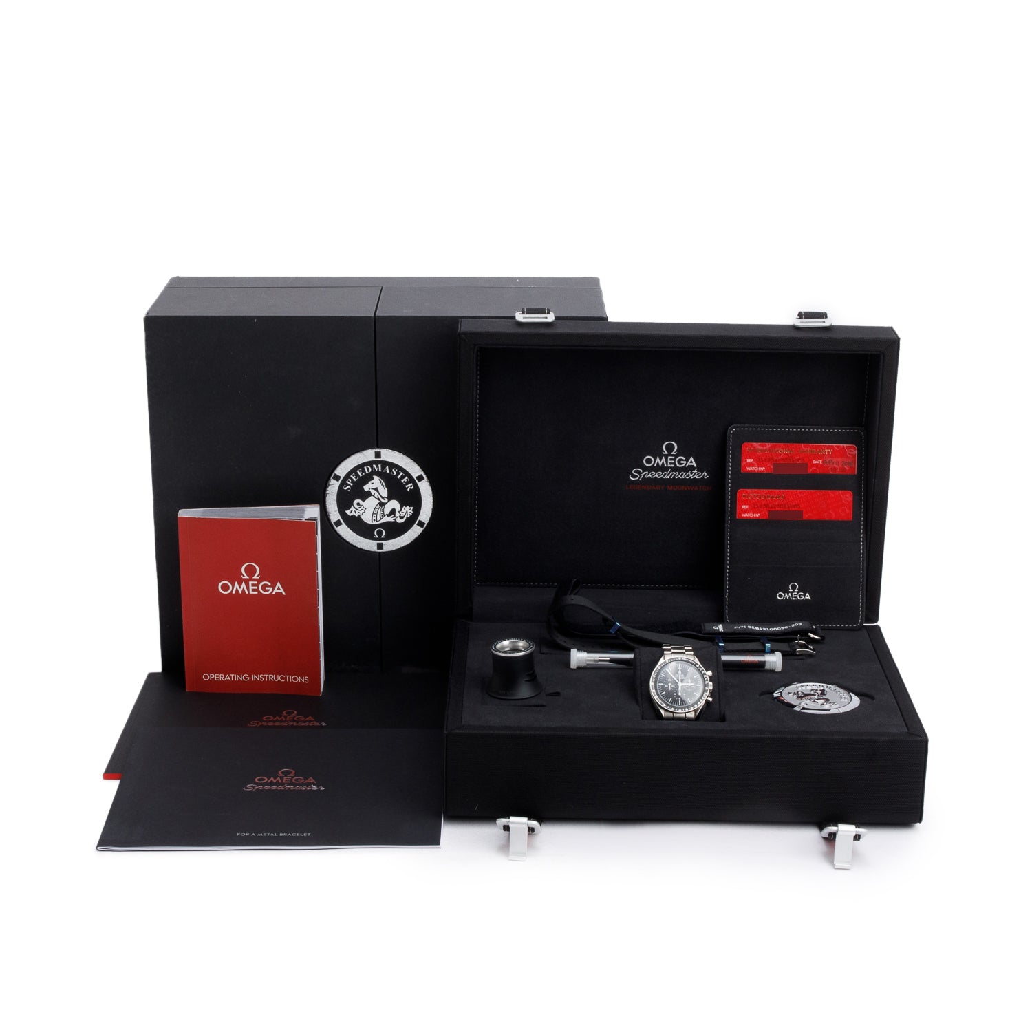 Omega Stainless Steel Speedmaster Moonwatch Professional 42 MM Watch w/ Box & Papers