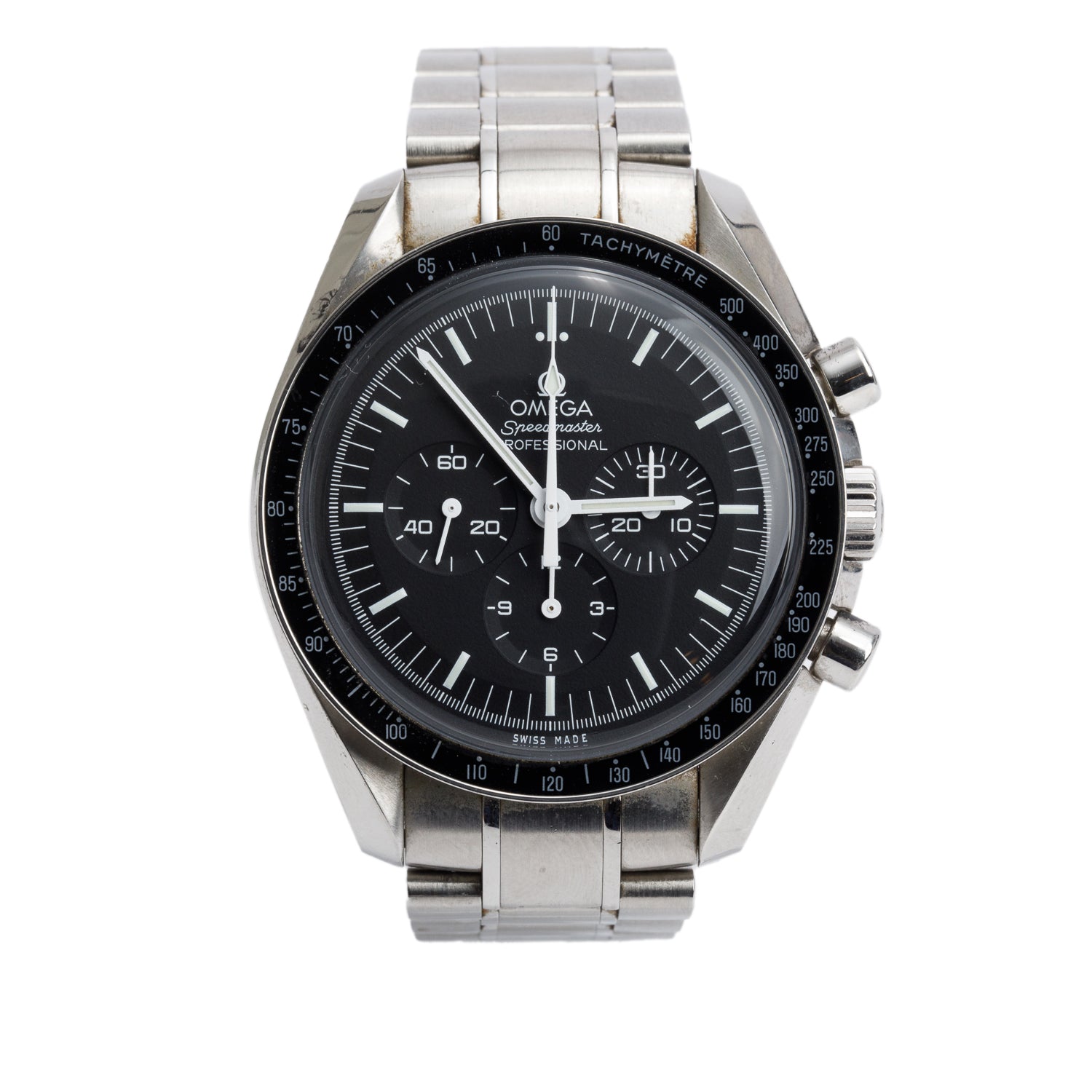 Omega Stainless Steel Speedmaster Moonwatch Professional 42 MM Watch w/ Box & Papers