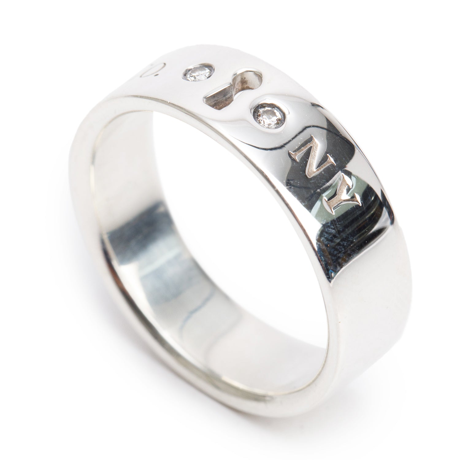 Tiffany & Co. Sterling Silver Diamond Lock 6MM Band Ring, Size 7.5