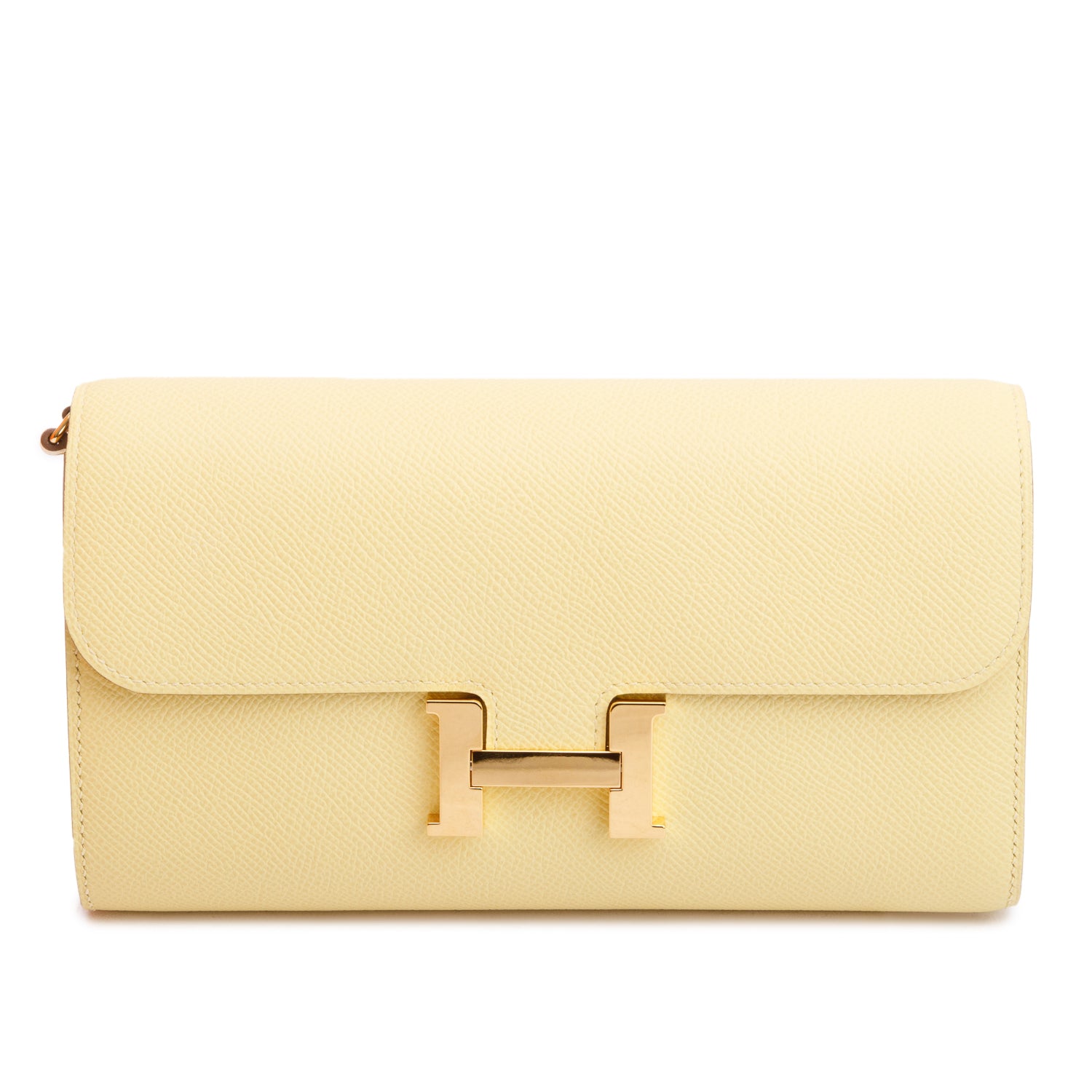 Hermes 2021 Jaune Poussin Epsom Leather Constance to Go w/ Strap, Box & Receipt