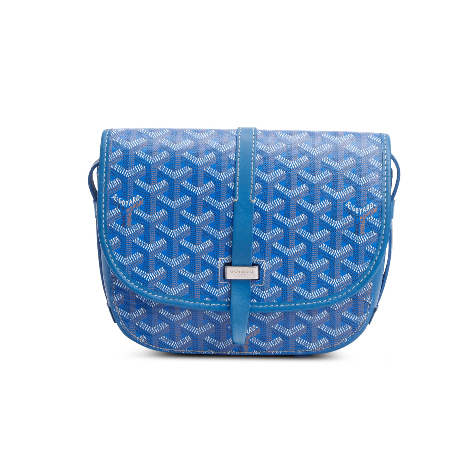 Goyard 2020 Blue Leather & Monogram Canvas Belvedere II PM Crossbody Bag