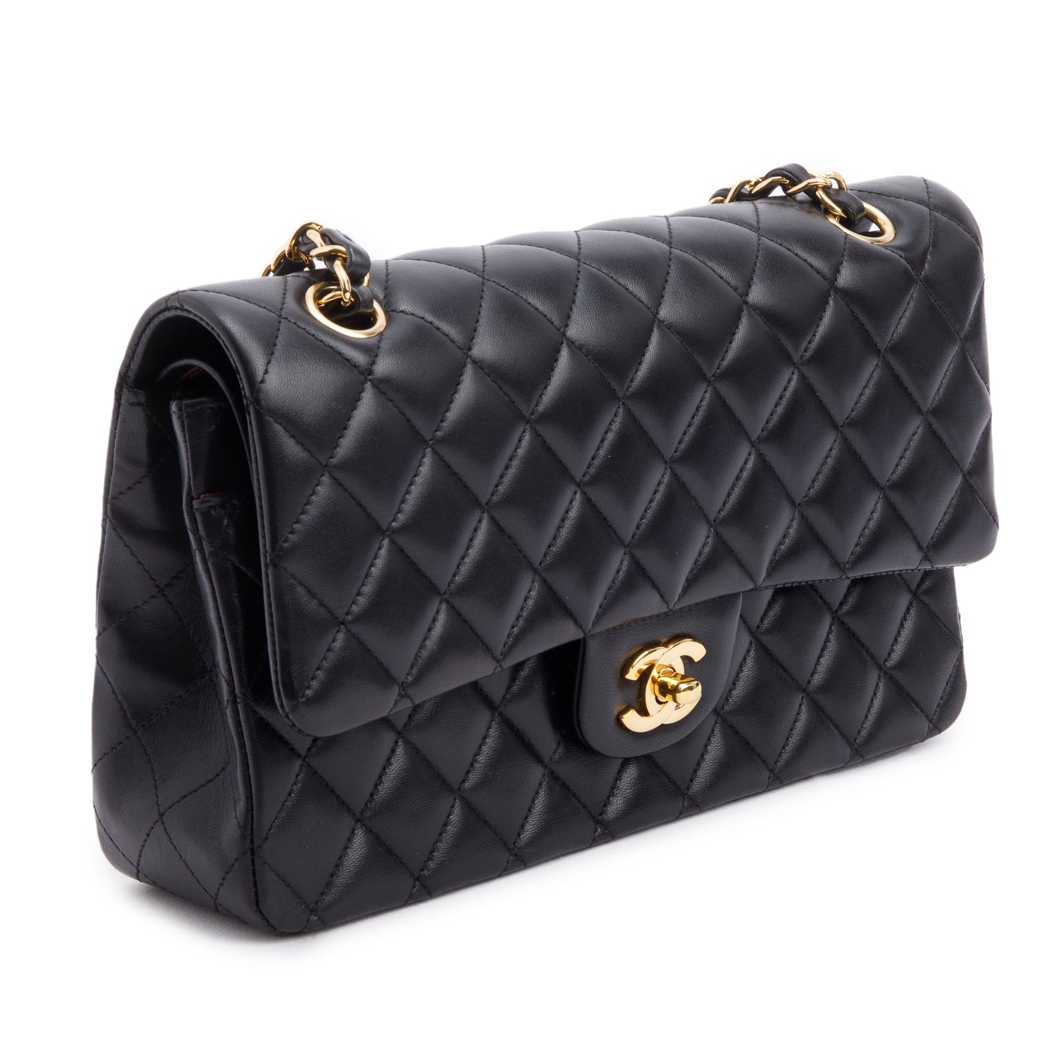 Chanel Black Quilted Lambskin Leather Classic Medium Double Flap Bag w/ Box & Authenticity Card