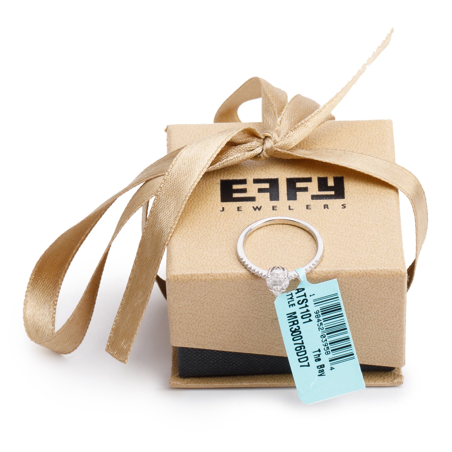 Effy 18k White Gold Cluster Diamond Ring, Size 7 w/ Box