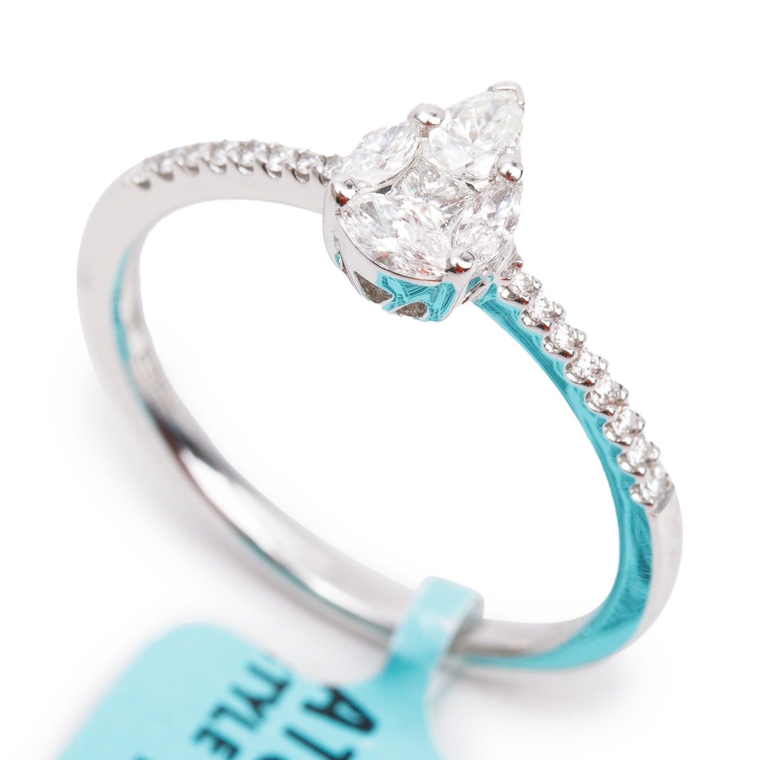 Effy 18k White Gold Cluster Diamond Ring, Size 7 w/ Box