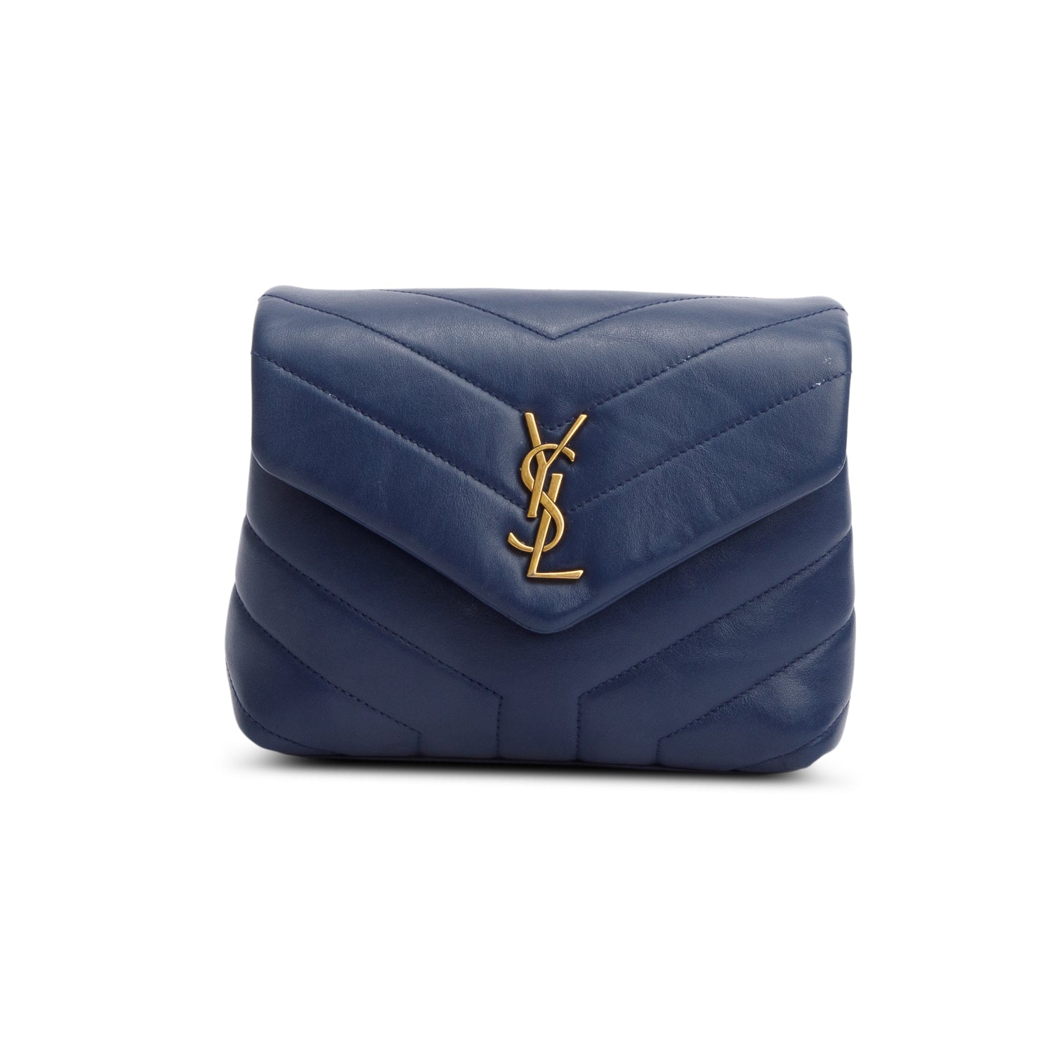 Saint Laurent Blue Monogram Matelasse Toy Loulou Crossbody Bag