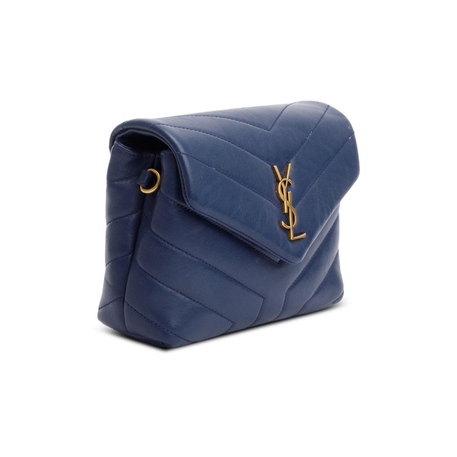 Saint Laurent Blue Monogram Matelasse Toy Loulou Crossbody Bag
