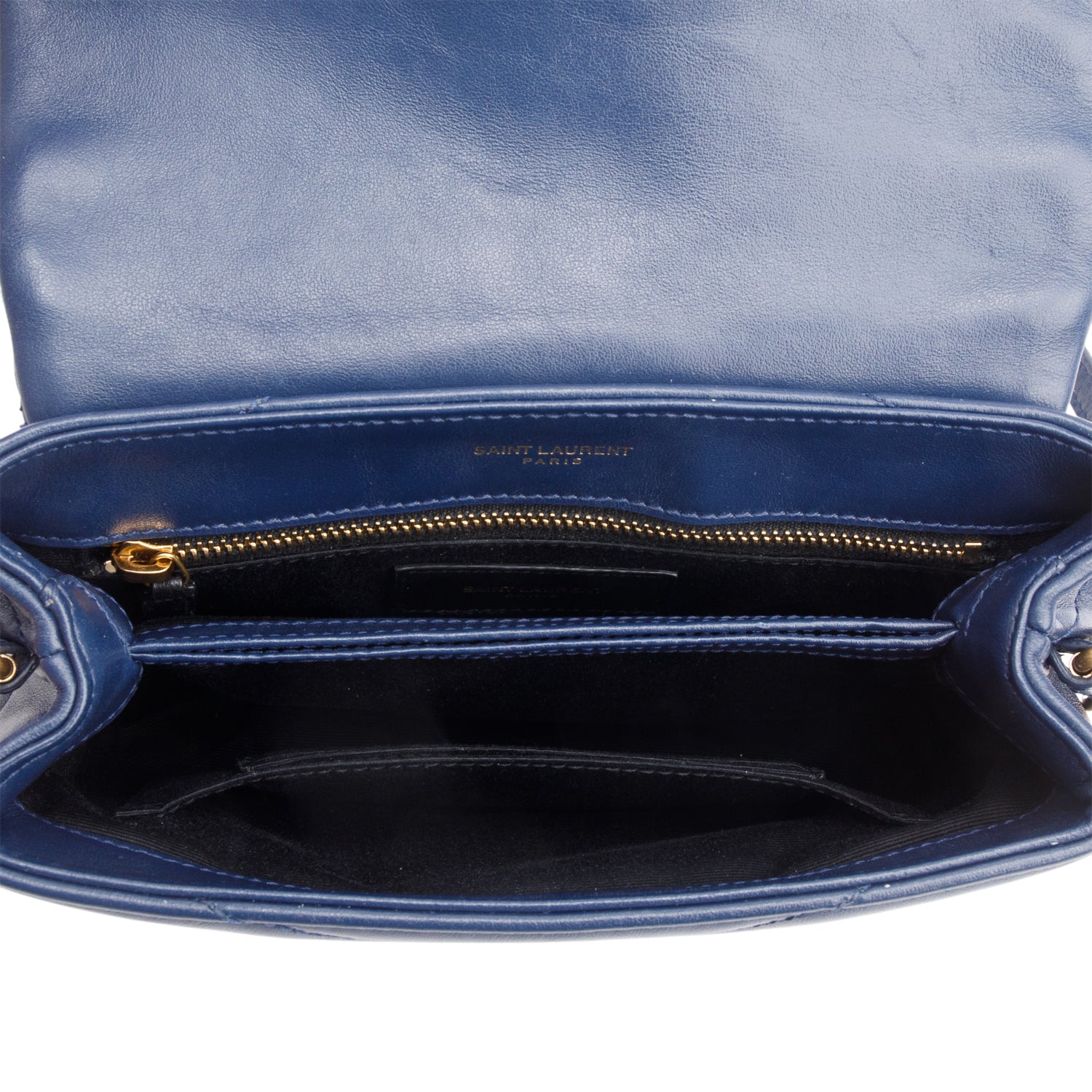 Saint Laurent Blue Monogram Matelasse Toy Loulou Crossbody Bag