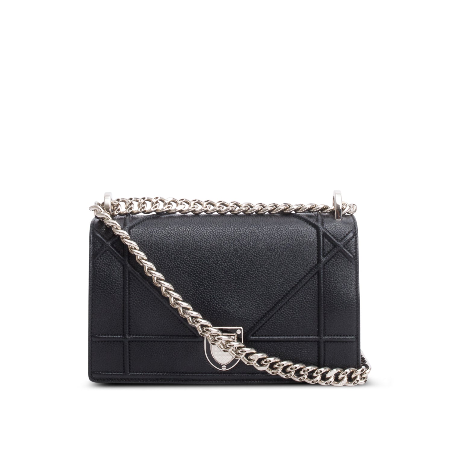 Christian Dior Black Calfskin Leather Small Diorama Flap Bag w/ Receipt