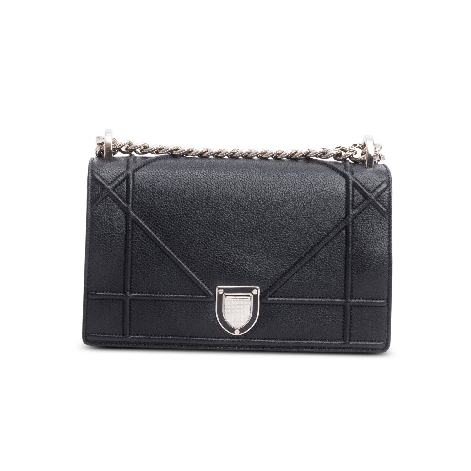 Christian Dior Black Calfskin Leather Small Diorama Flap Bag w/ Receipt