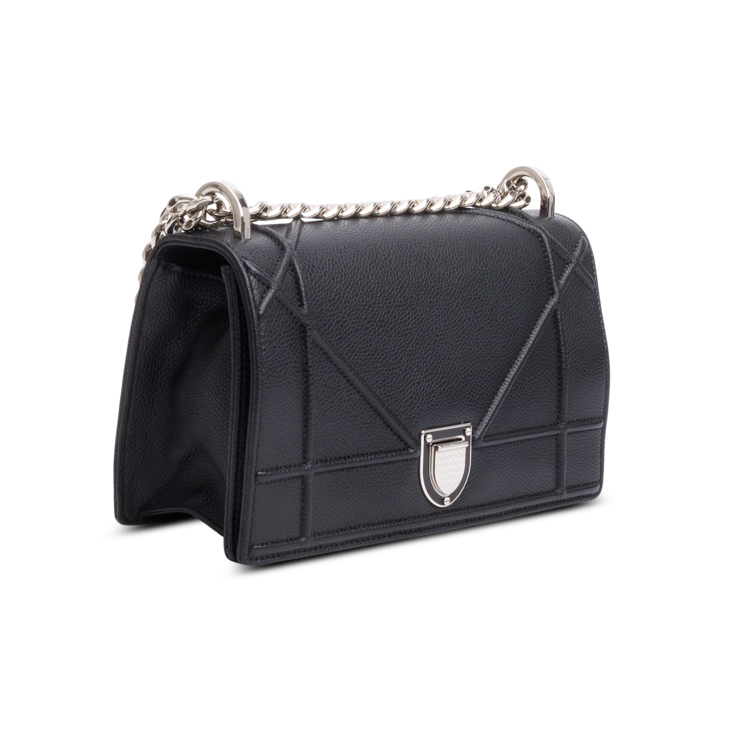 Christian Dior Black Calfskin Leather Small Diorama Flap Bag w/ Receipt