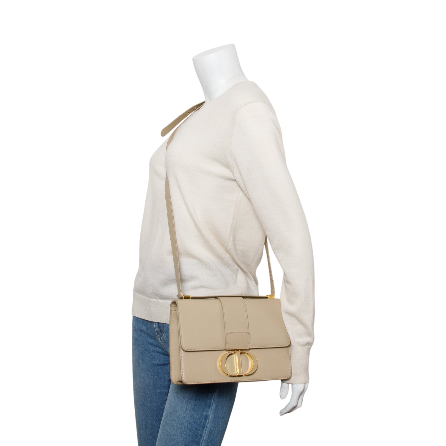 Christian Dior 2020 Beige Leather Medium 30 Montaigne Bag