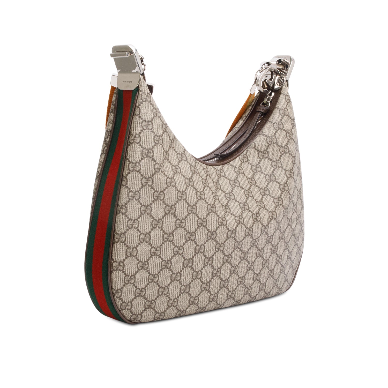 Gucci Beige/Navy GG Supreme Web Attache Medium Hobo Bag w/ Box