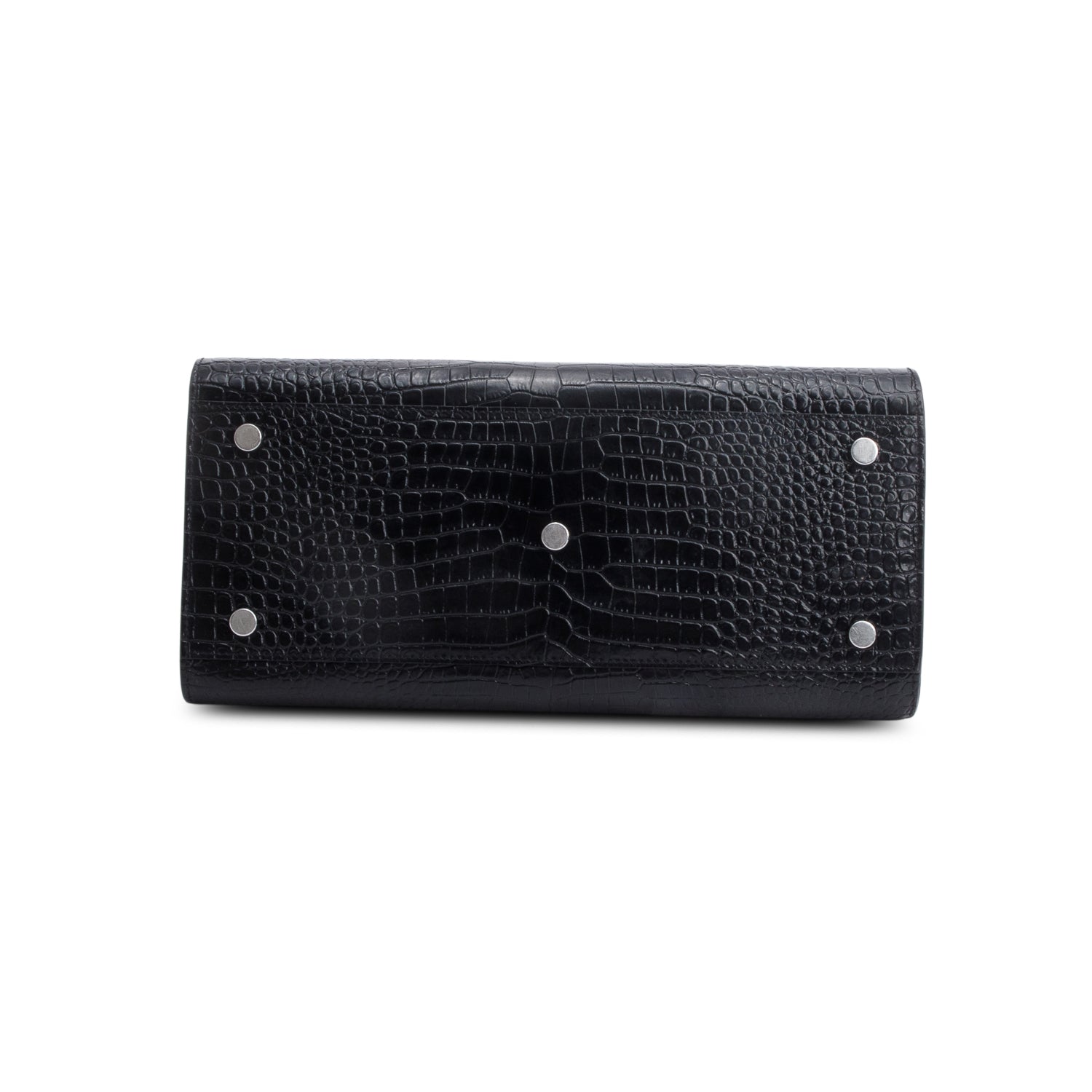 Saint Laurent Black Crocodile Embossed Calfskin Leather Small Sac De Jour w/ Strap
