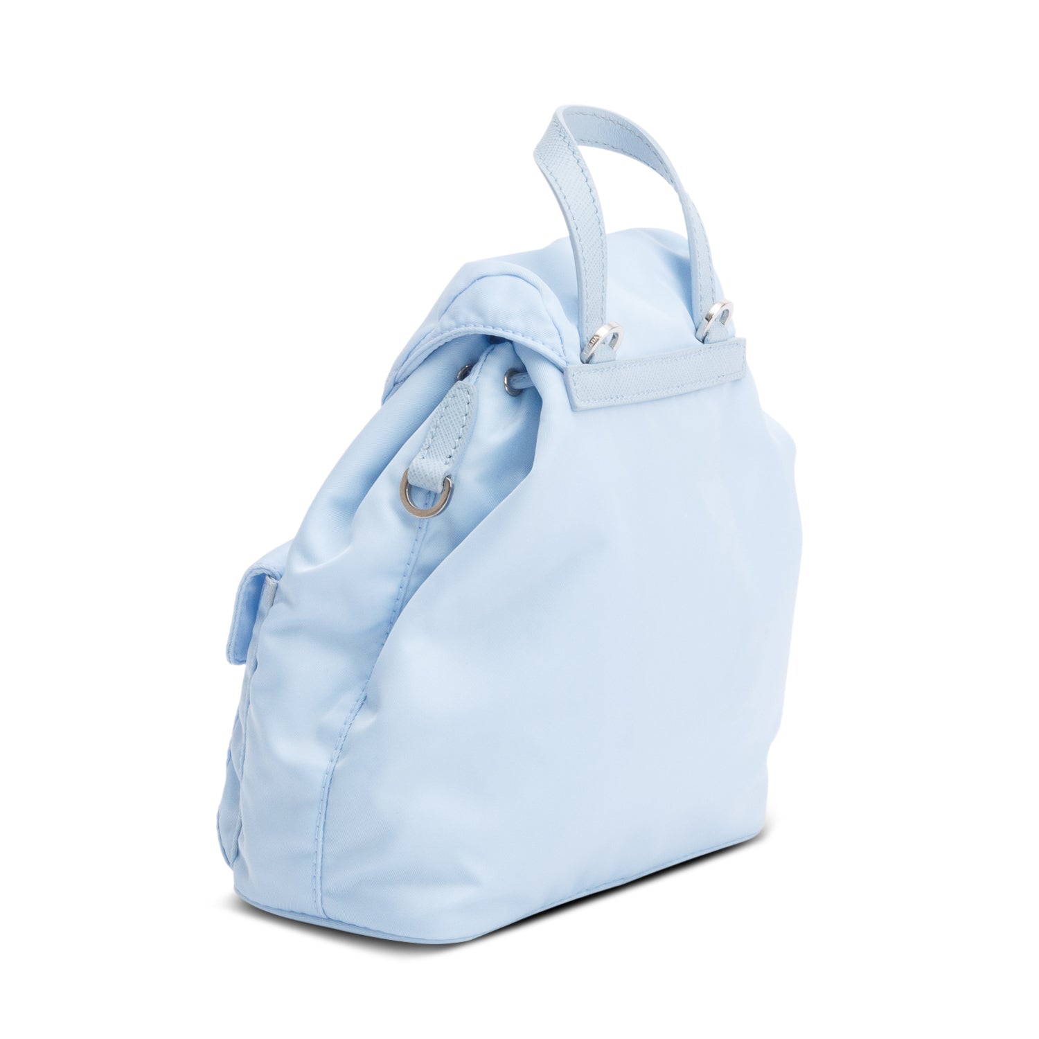 Prada 2022 Blue Tessuto Nylon & Saffiano Leather Mini Double Pocket Chain Shoulder Bag w/ Authenticity Card