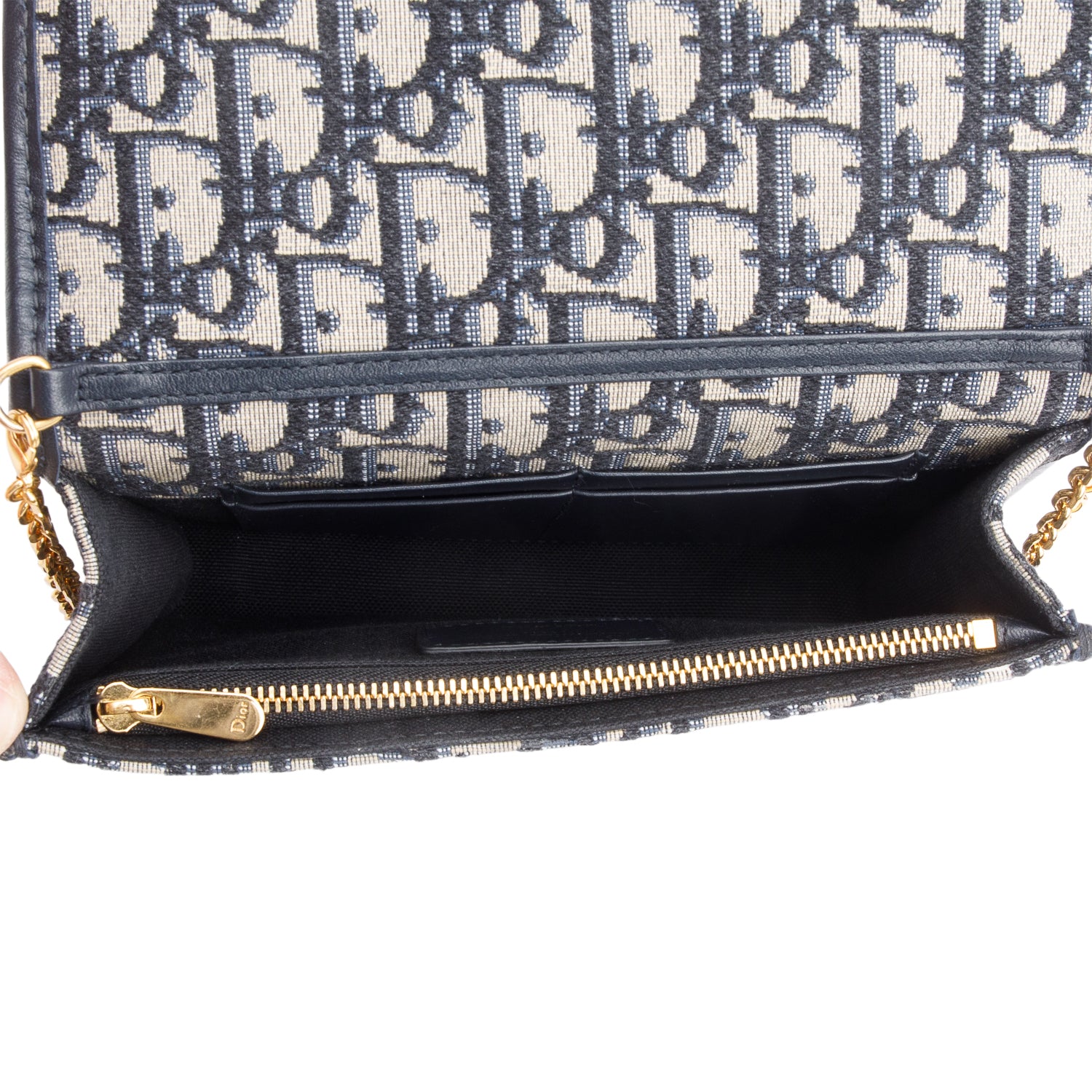 Christian Dior 2021 Navy Oblique 30 Montaigne 2-In-1 Pouch Bag w/ Straps, Box & Receipt