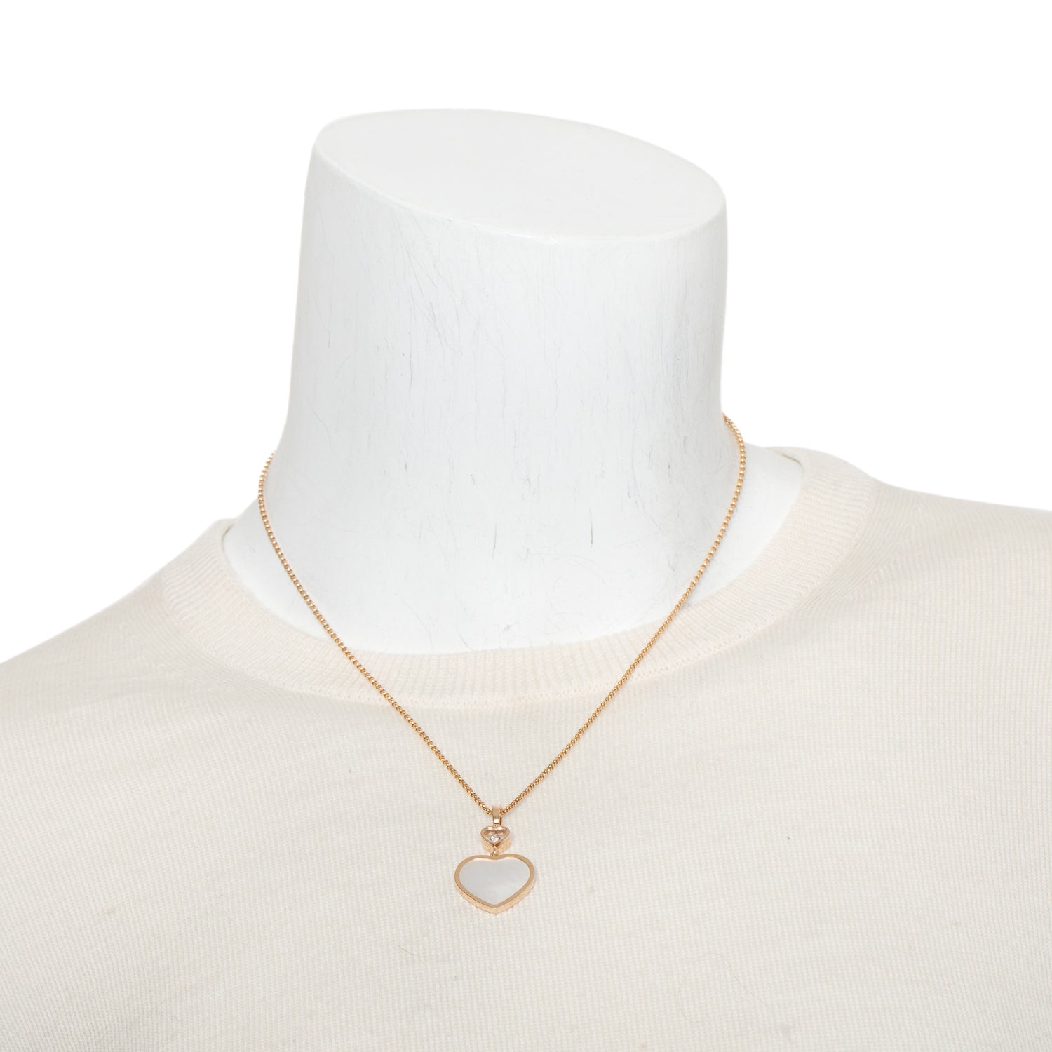 Chopard 18k Rose Gold Mother of Pearl Diamond Happy Heart Pendant Necklace w/ Box & Certificate