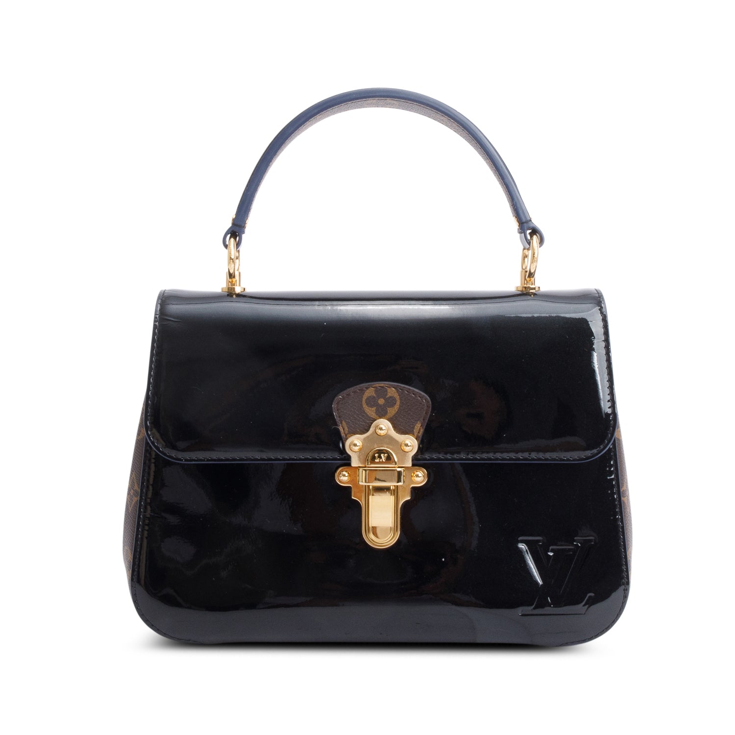 Louis Vuitton Black Vernis Monogram Trim Cherrywood PM w/ Strap