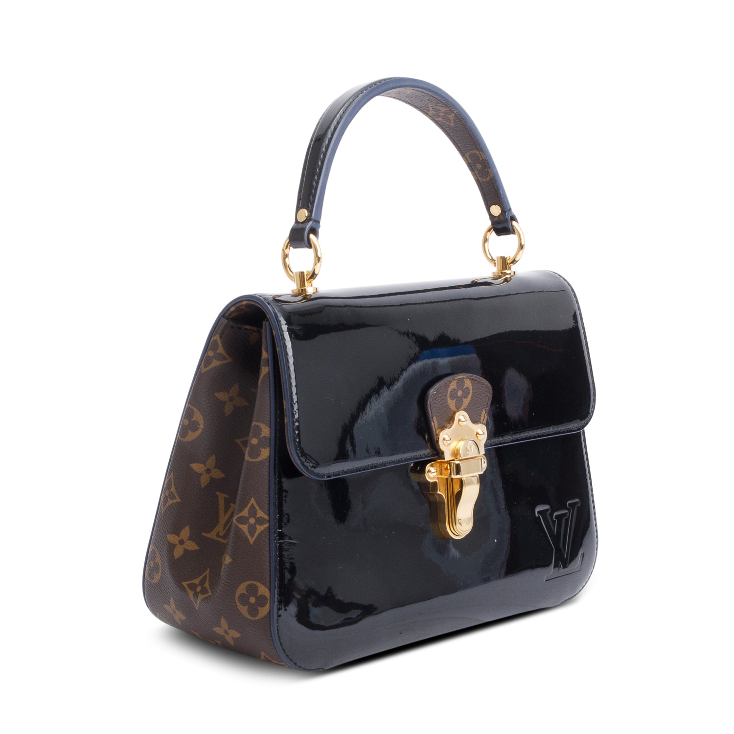 Louis Vuitton Black Vernis Monogram Trim Cherrywood PM w/ Strap