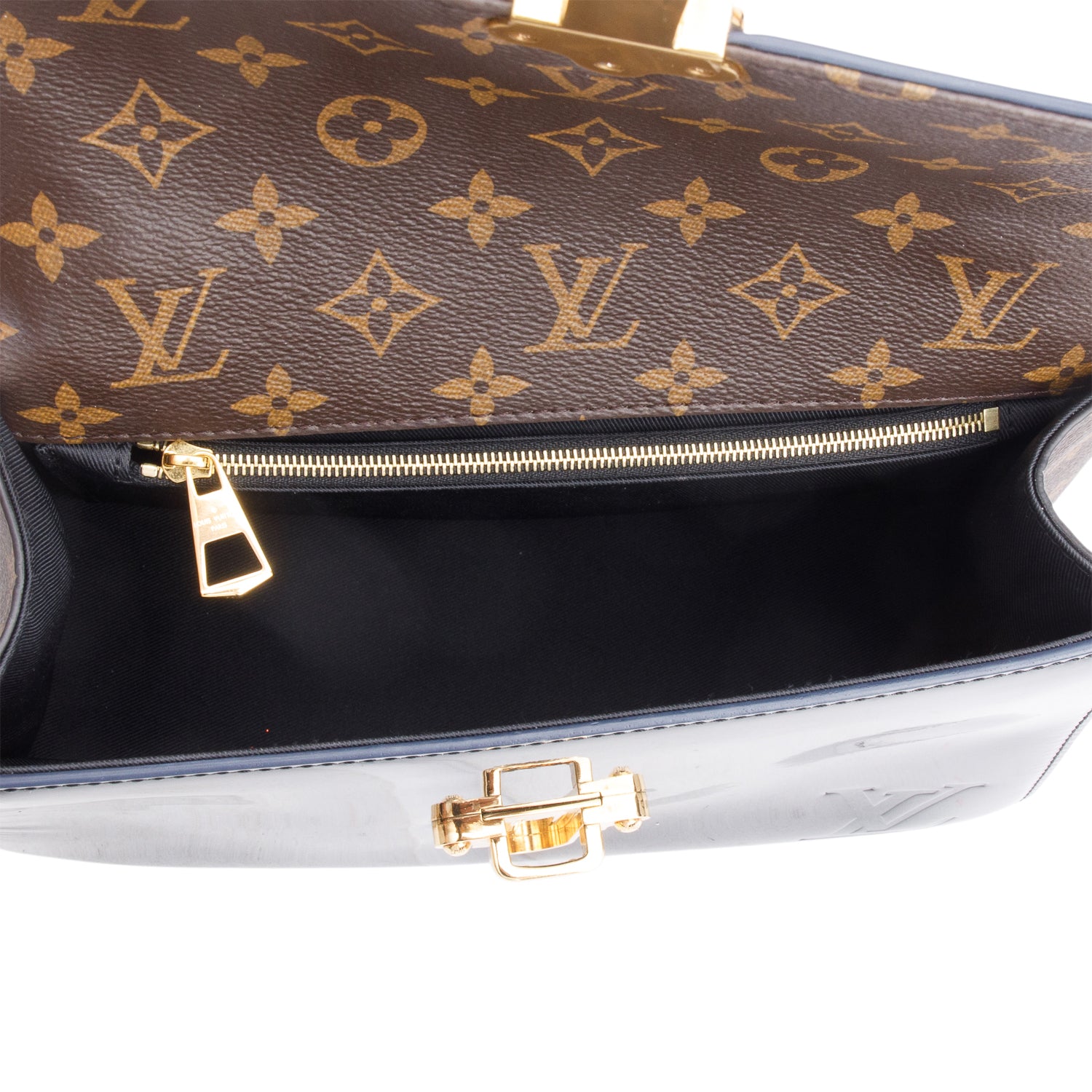 Louis Vuitton Black Vernis Monogram Trim Cherrywood PM w/ Strap
