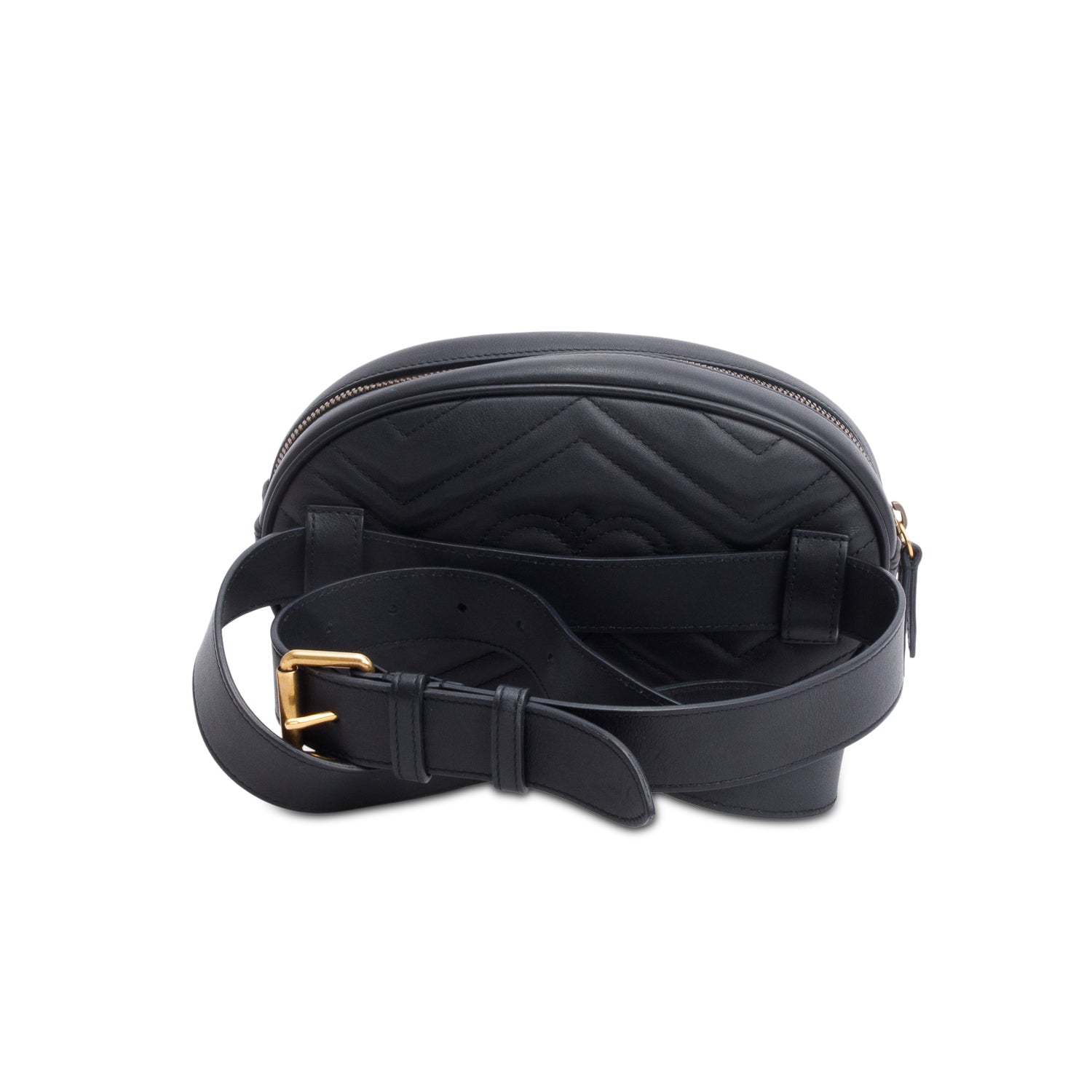 Gucci Black Large GG Marmont Matelasse Leather Belt Bag, Size 105 42