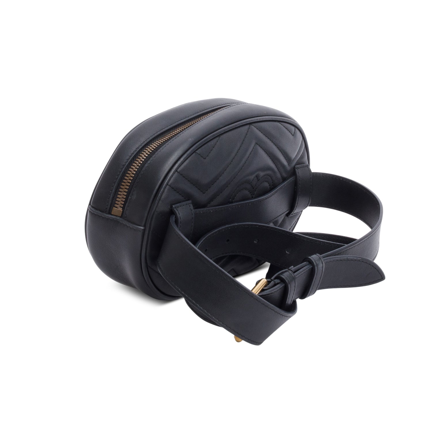 Gucci Black Large GG Marmont Matelasse Leather Belt Bag, Size 105 42