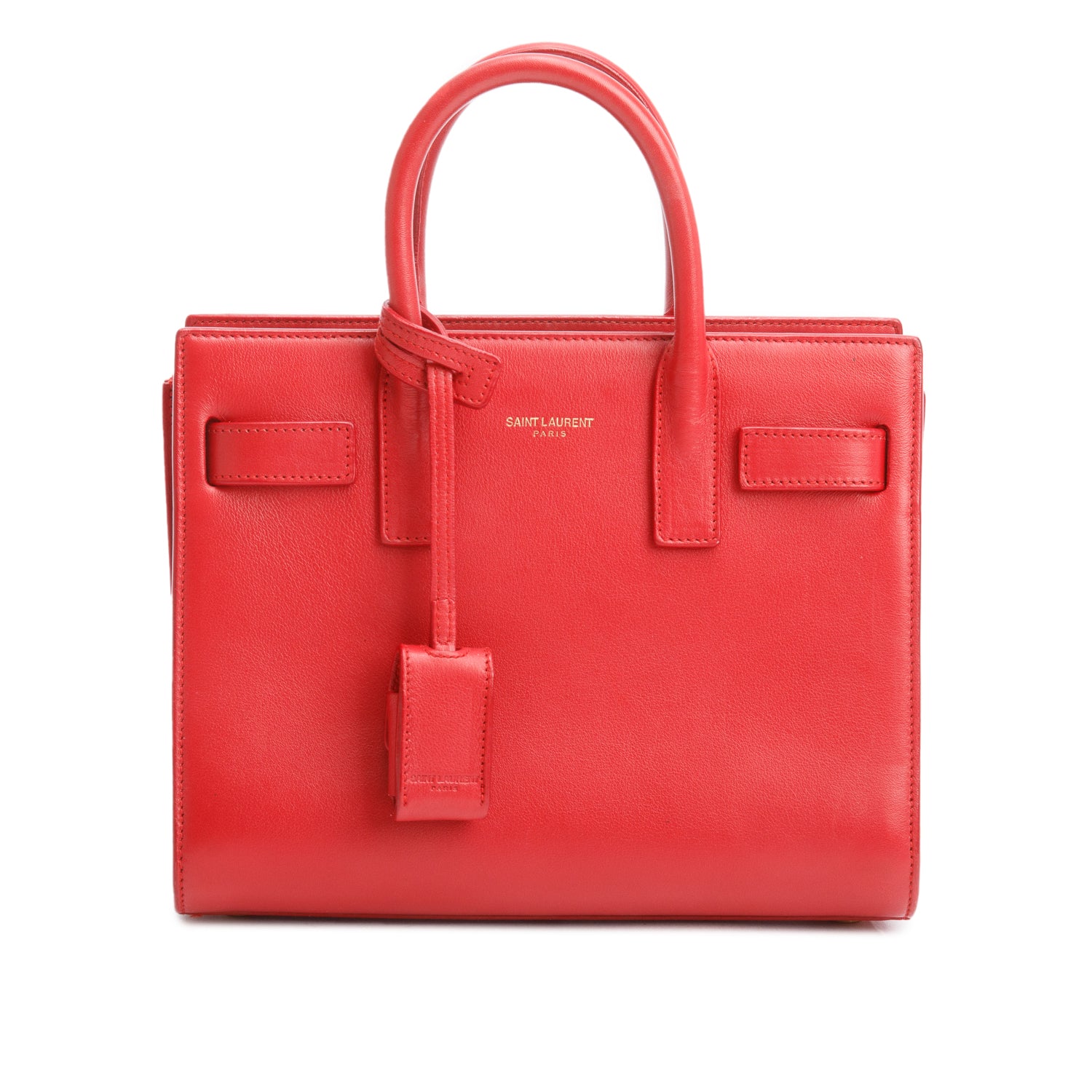 Saint Laurent Red Smooth Leather Nano Sac De Jour w/ Strap