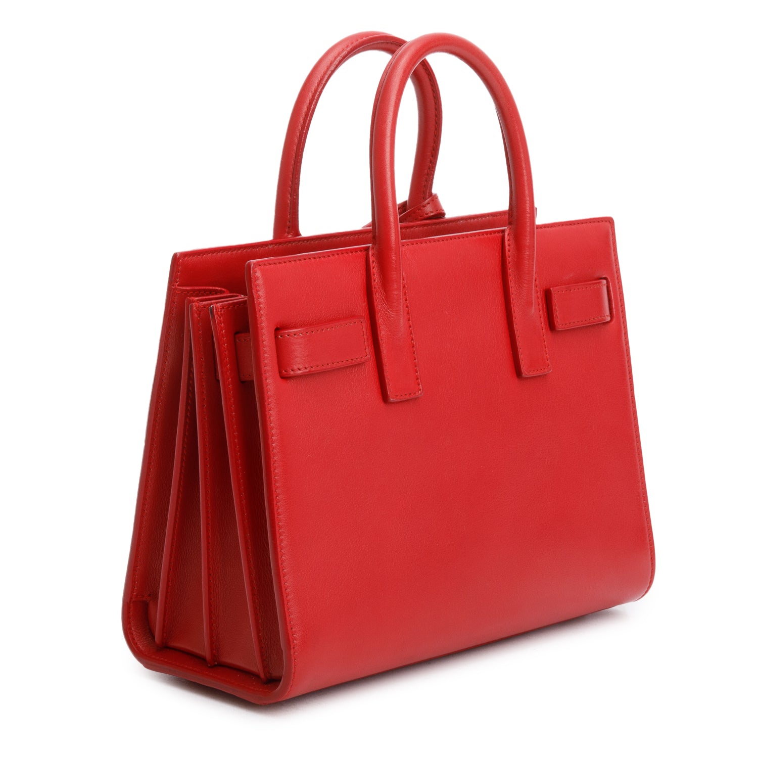 Saint Laurent Red Smooth Leather Nano Sac De Jour w/ Strap