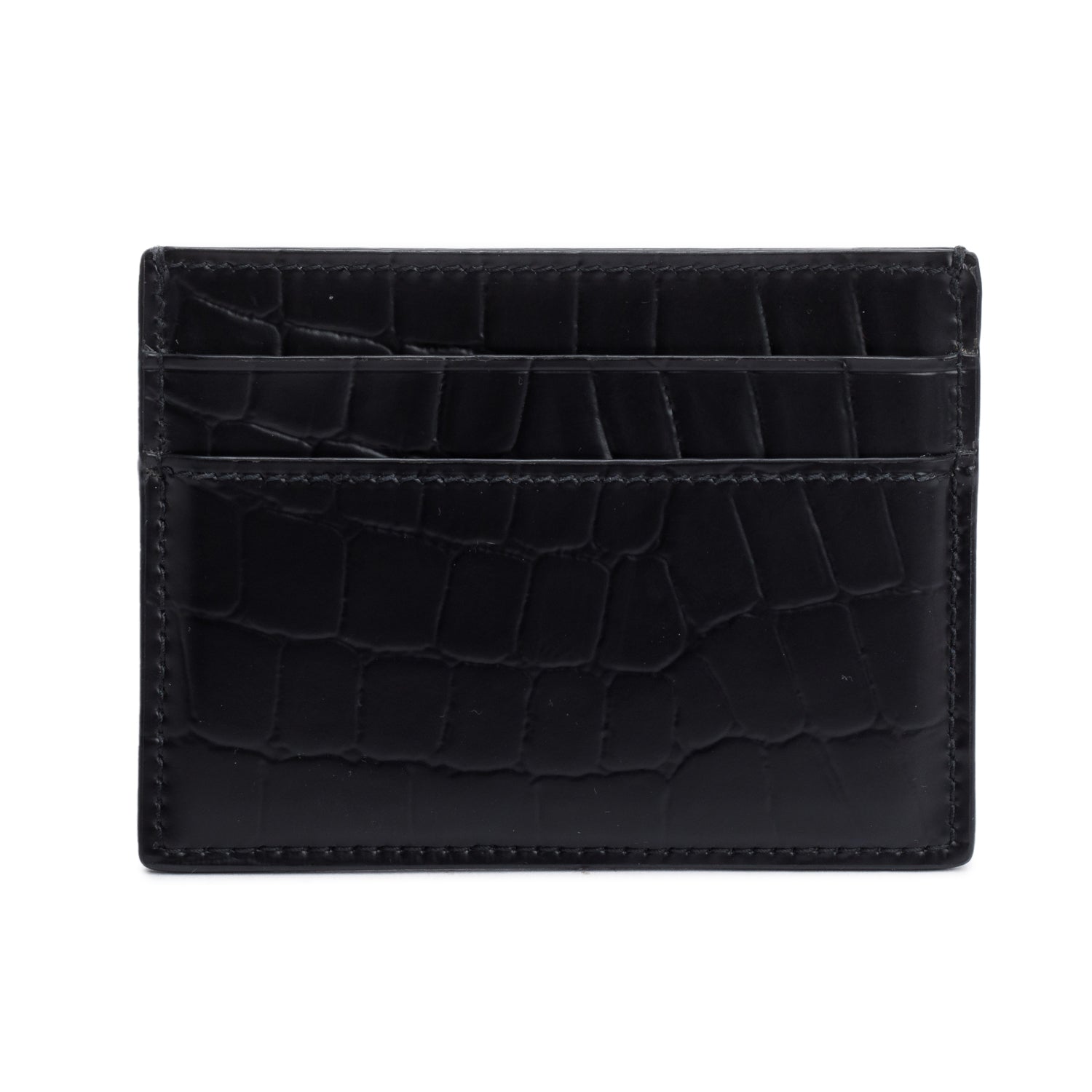 Balenciaga Black Croc Embossed Card Holder w/ Box