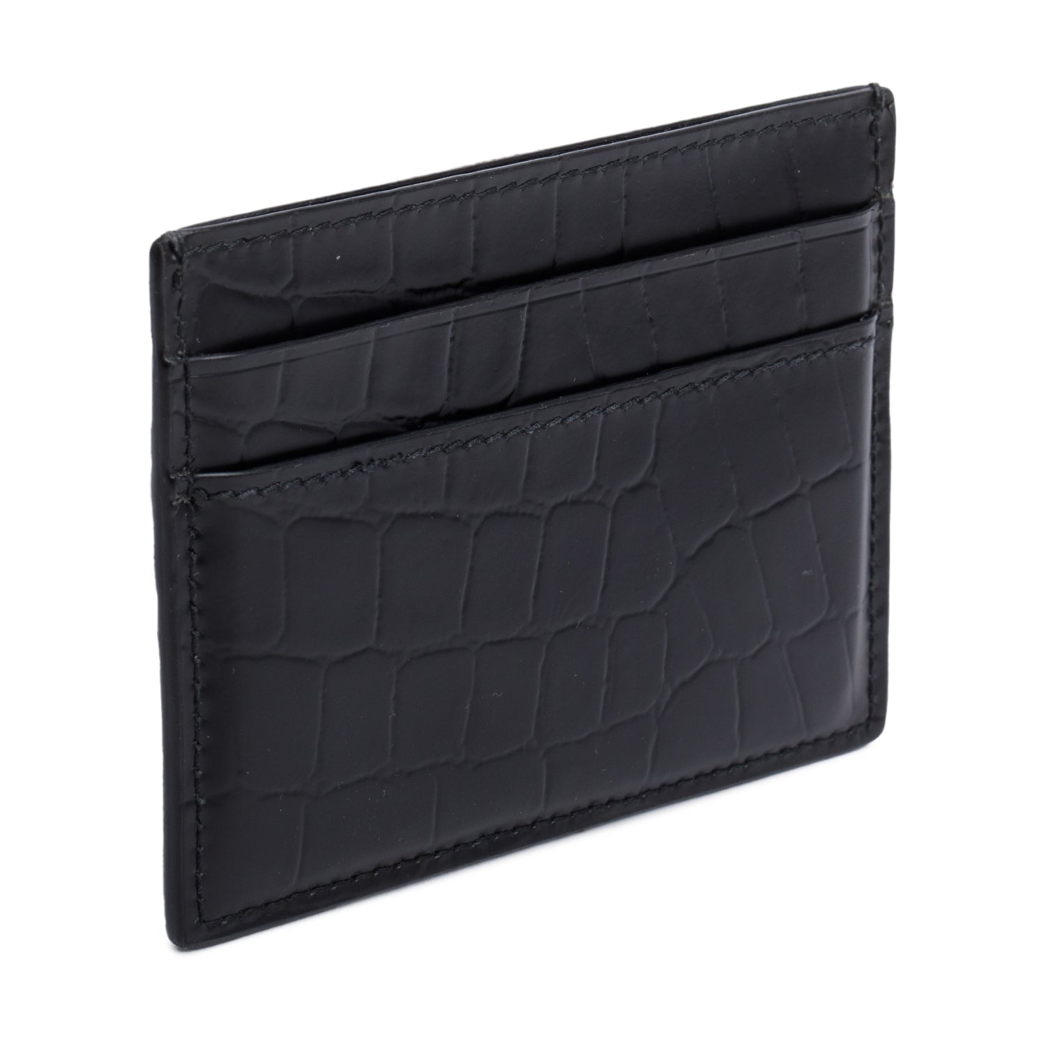 Balenciaga Black Croc Embossed Card Holder w/ Box