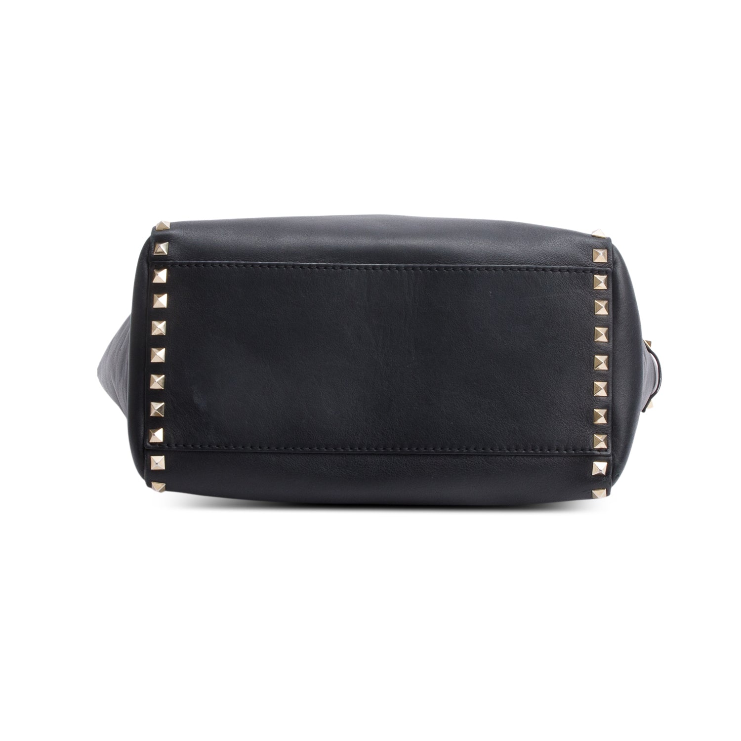Valentino Black Calfskin Leather Medium Rockstud Tote Bag w/ Strap