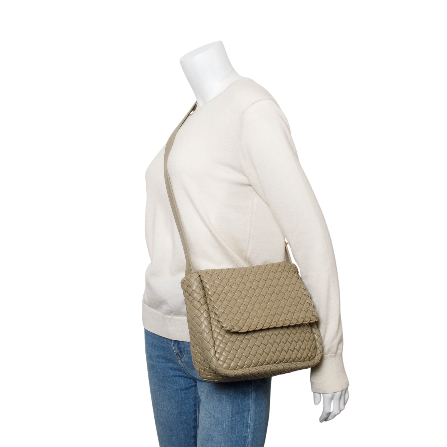 Bottega Veneta Grey Intrecciato Leather Medium Cobble Shoulder Bag