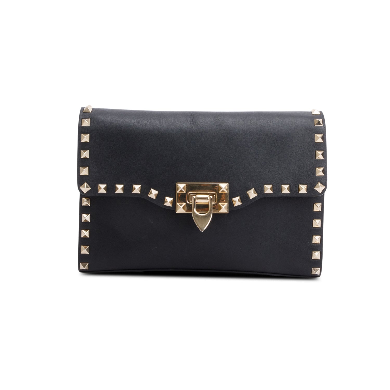 Valentino Black Calfskin Leather Rockstud Crossbody Bag