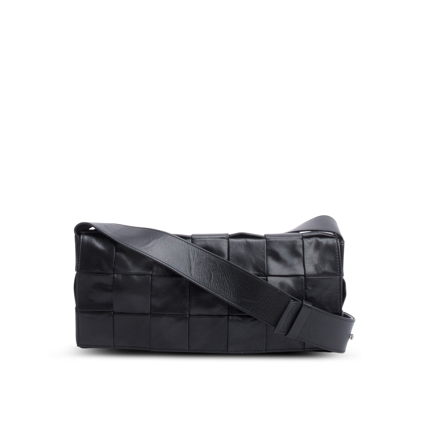 Bottega Veneta Black Paper Intrecciato The Stretch Cassette Bag w/ Zip Pouch